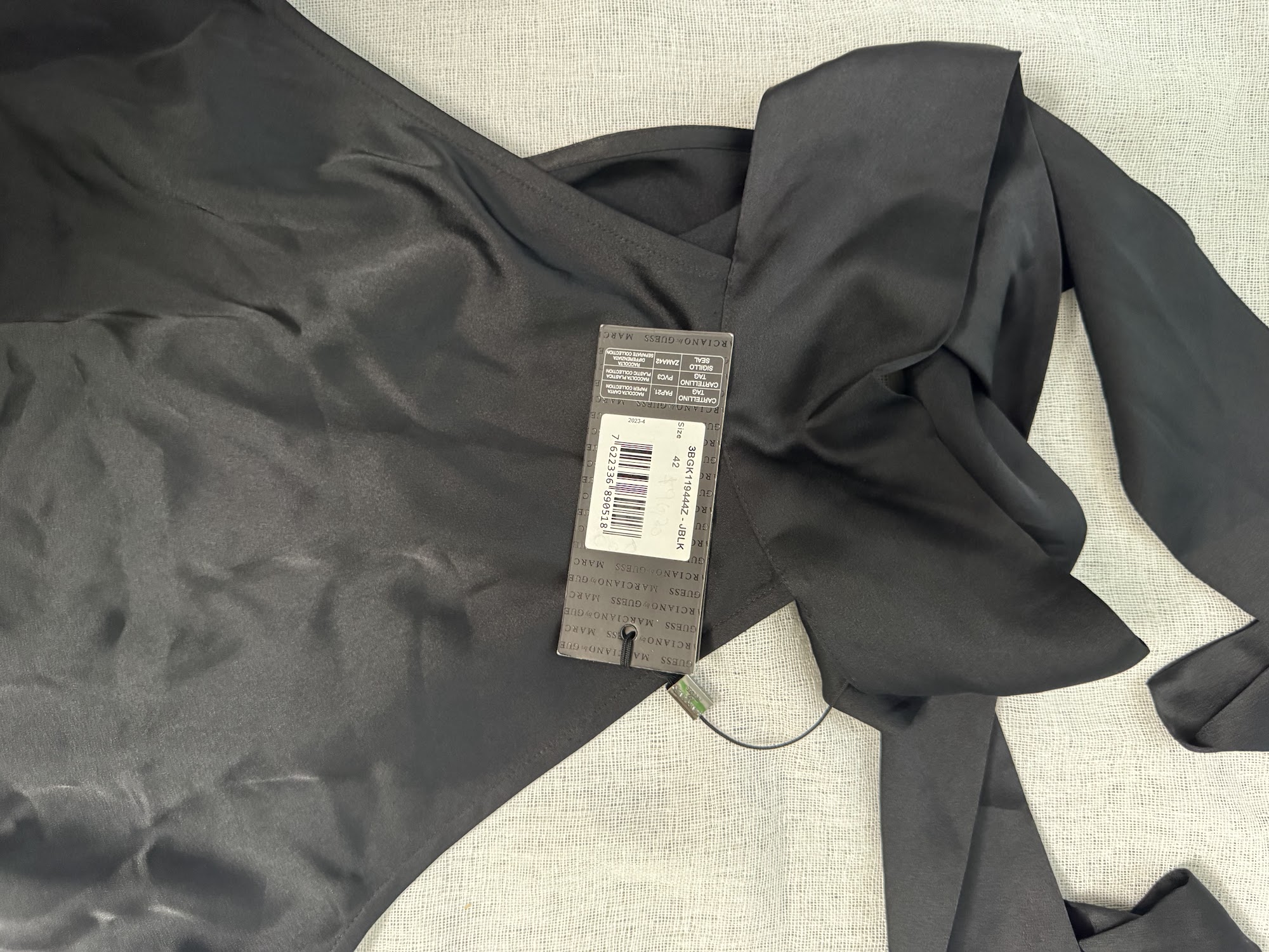 Body satén cruzado Marciano Guess mujer – Negro, manga larga, talla 42, nuevo image 2