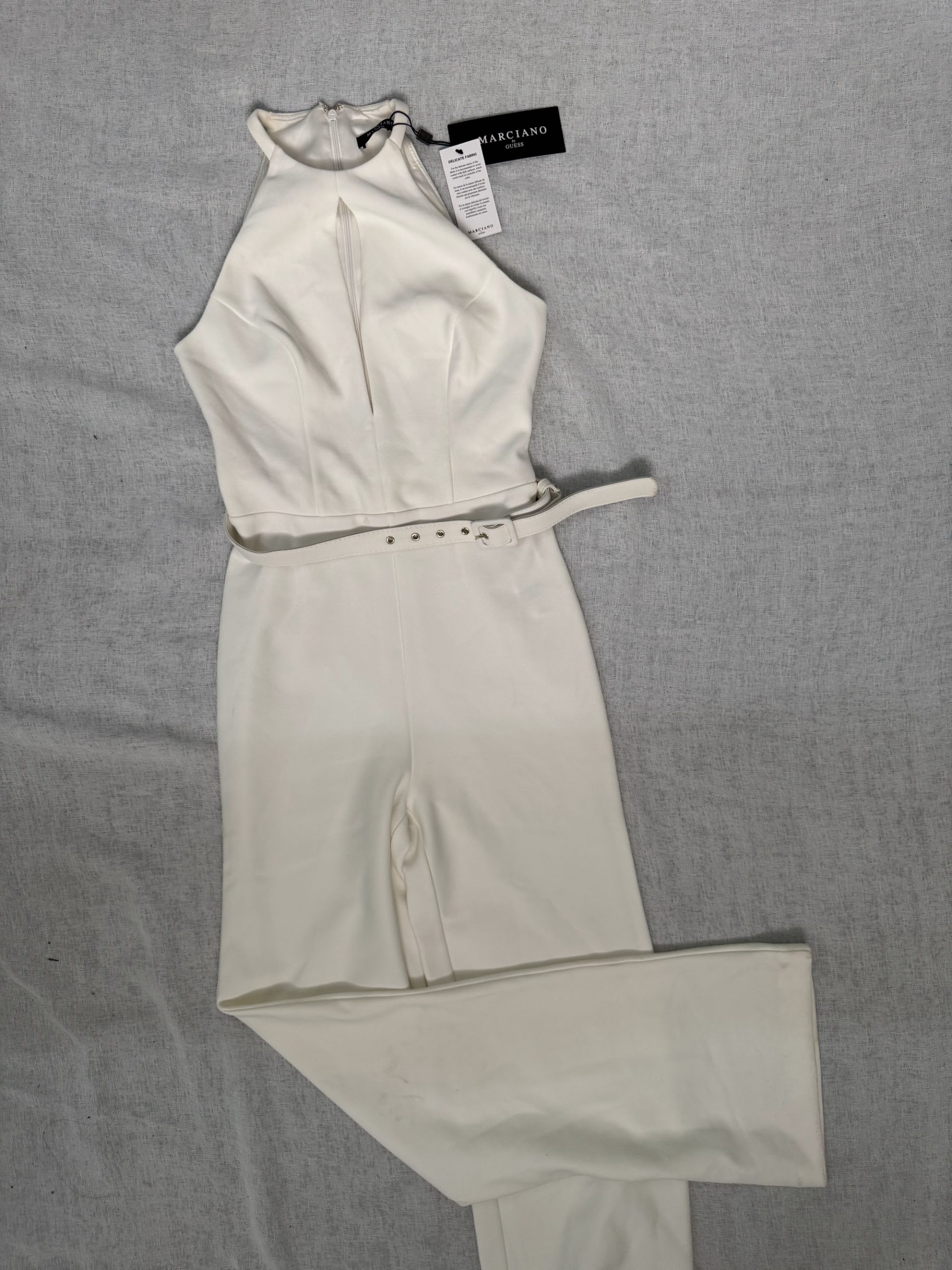 Mono largo halter Marciano Guess mujer – Crema, pernera ancha, talla XXS, nuevo