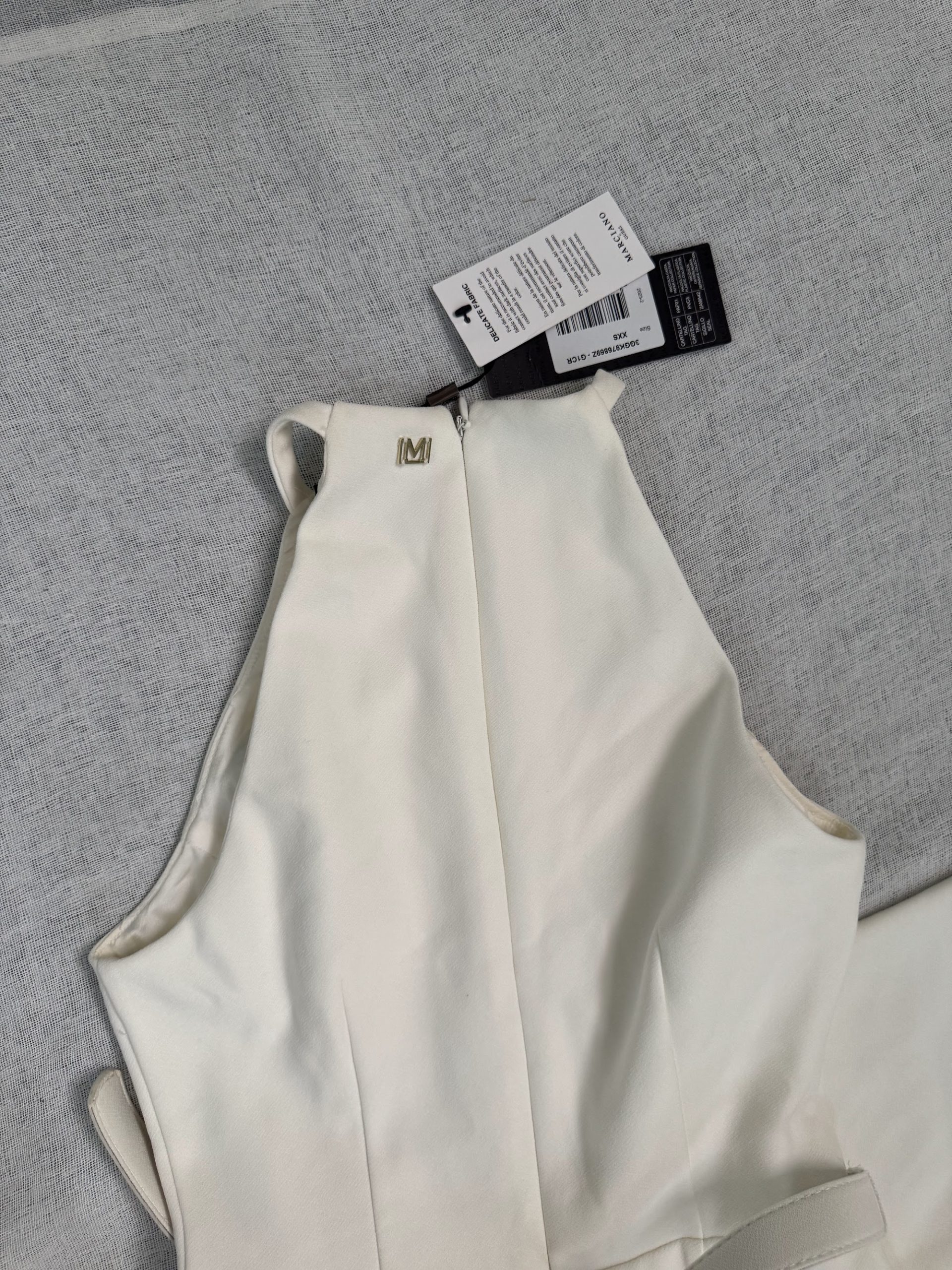 Mono largo halter Marciano Guess mujer – Crema, pernera ancha, talla XXS, nuevo image 3