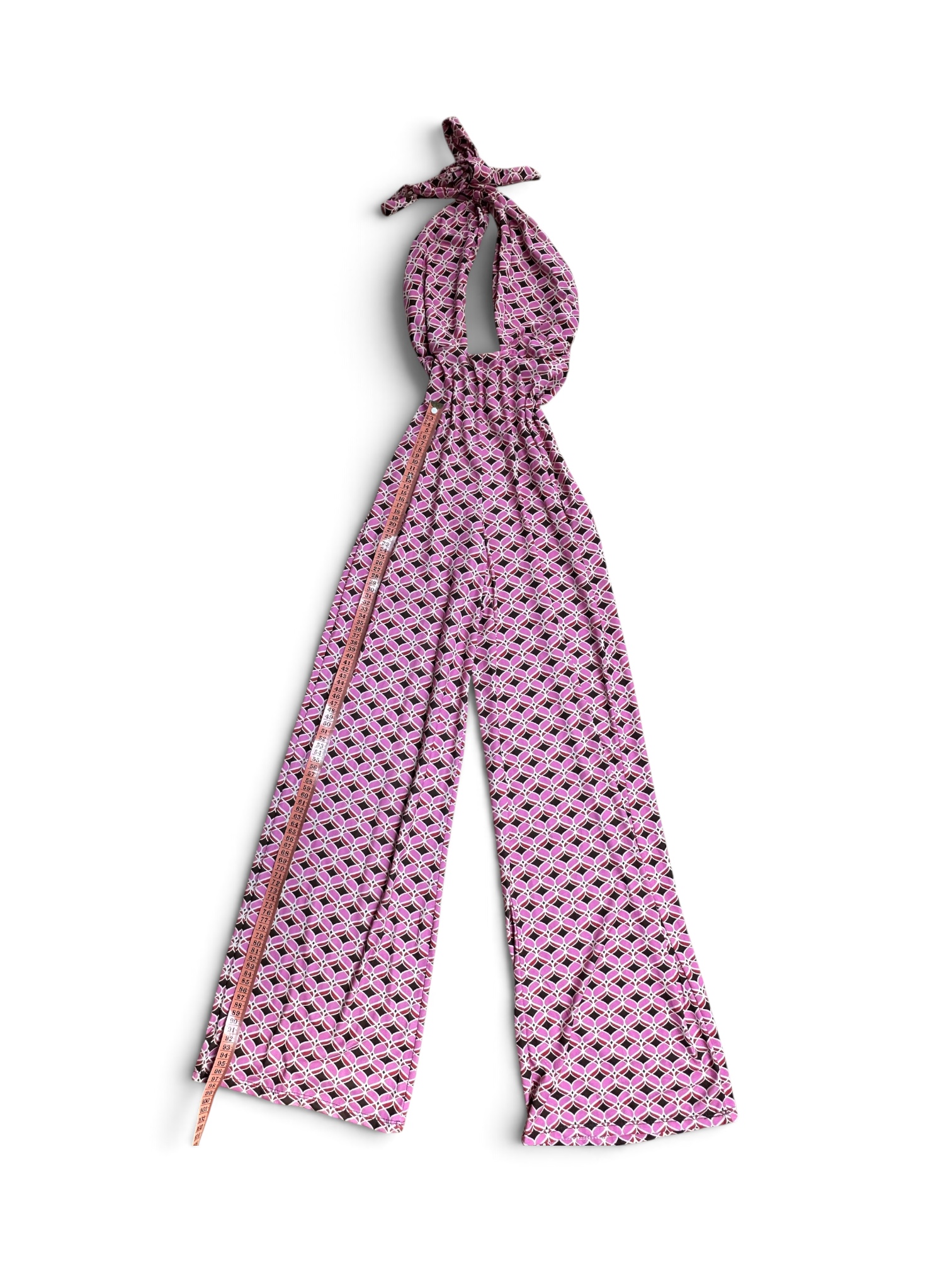 Bershka Pink Geometric Summer Halter Neck Jumpsuit XS image 2