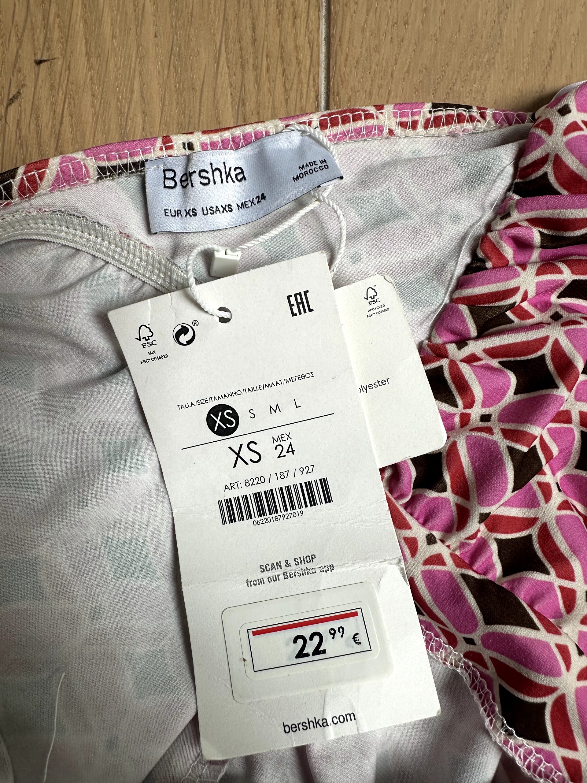 Bershka Pink Geometric Summer Halter Neck Jumpsuit XS image 3