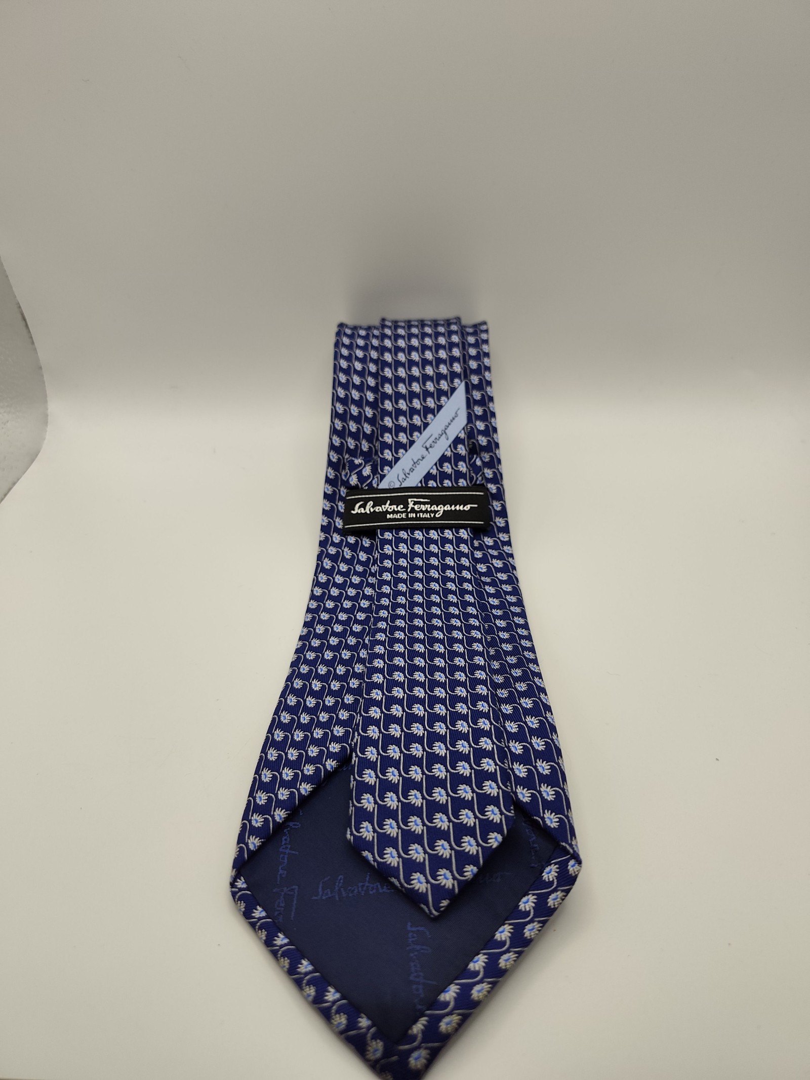 Salvatore Ferragamo Blue Patterned Silk Tie Men