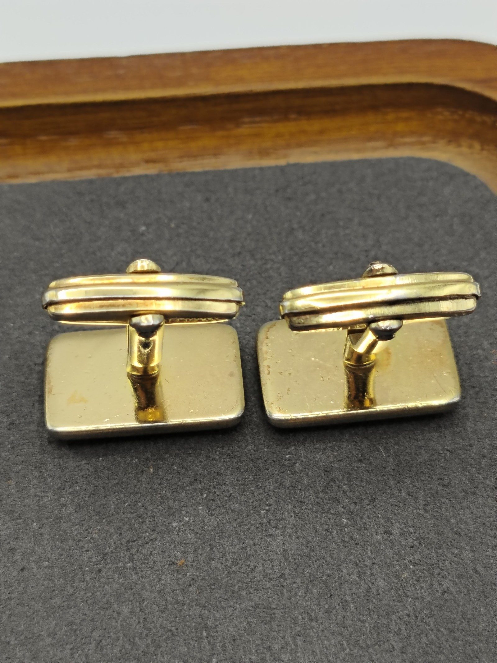 Christian Dior Men's Gold & Black Rectangular CD Cufflinks image 6