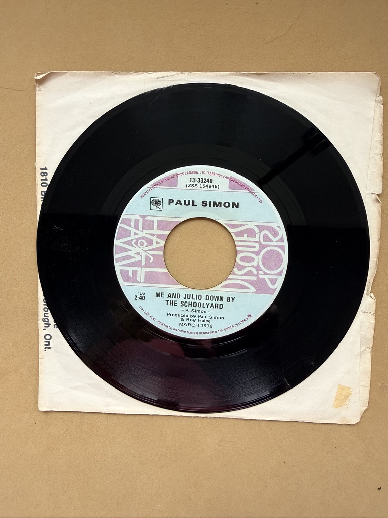 Paul Simon Me and Julio Down by the Schoolyard Vinyl 7-inch Single 45RPM image 2
