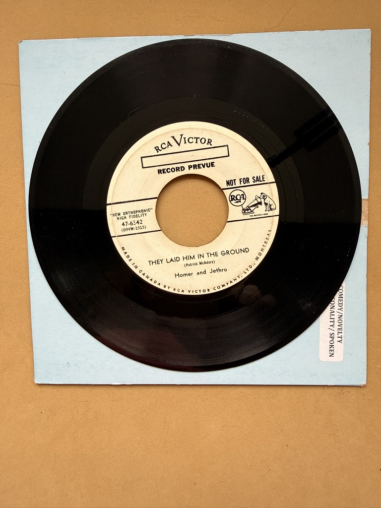 Homer and Jethro RCA Victor 7" Vinyl Record 45RPM They laid him in the ground Shifting Whimpering Sands Prevue