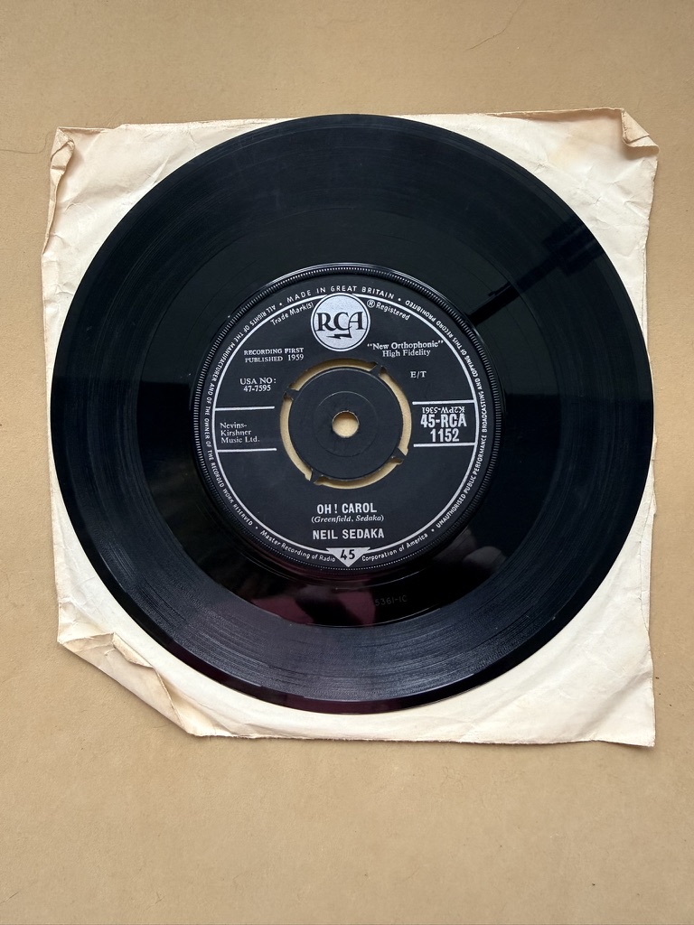Neil Sedaka RCA Vinyl 7" Single 45 RPM Oh! Carol & One Way Ticket
