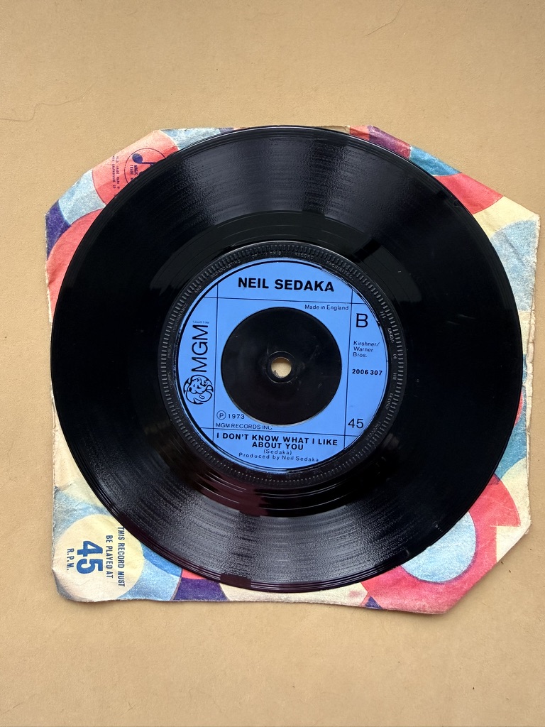 Neil Sedaka Vinyl 7" Single Our Last Song Together & I Don't Know What I Like About You image 2