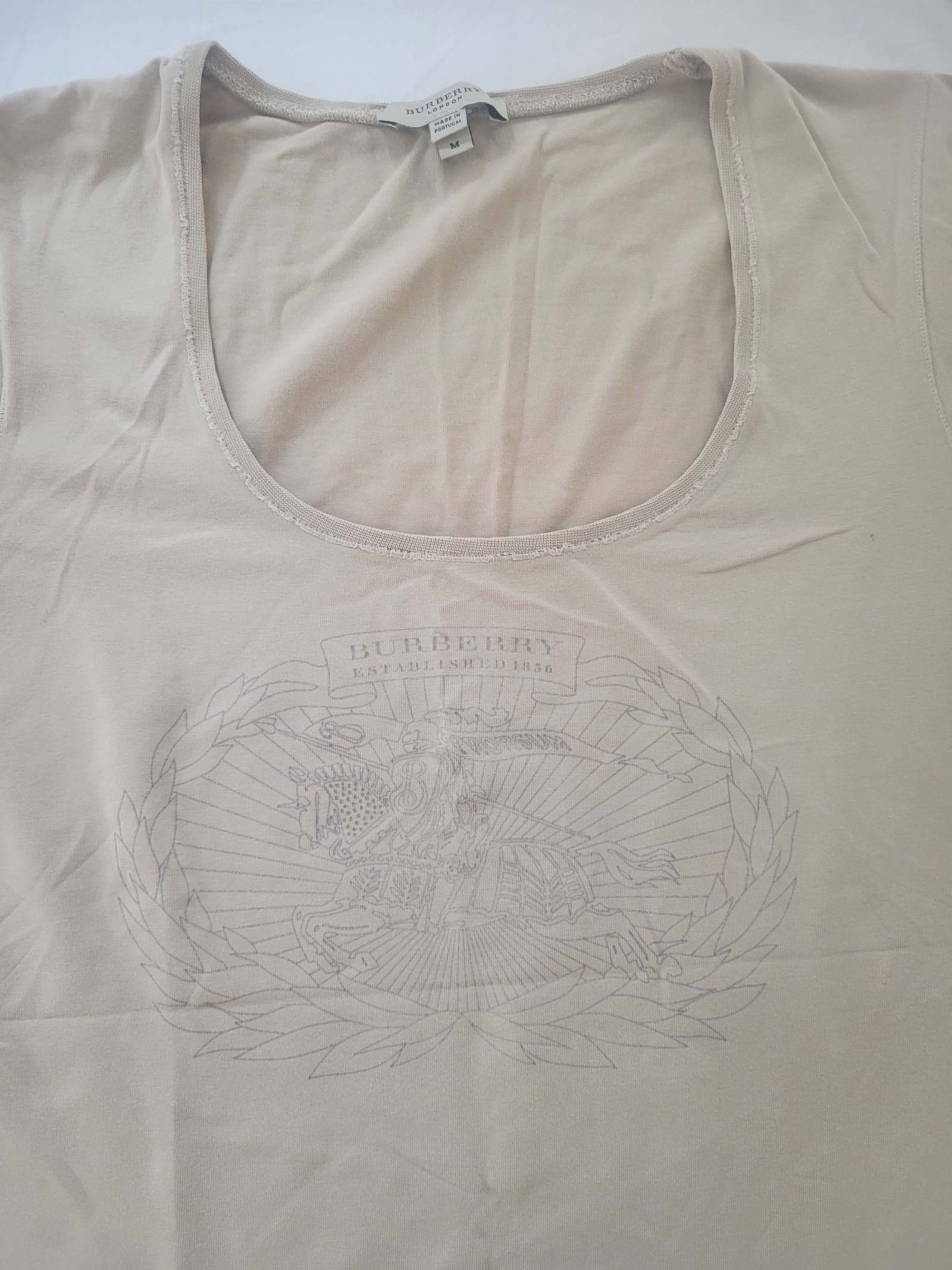 Burberry Women Beige Cotton Blend T-Shirt Size M image 2