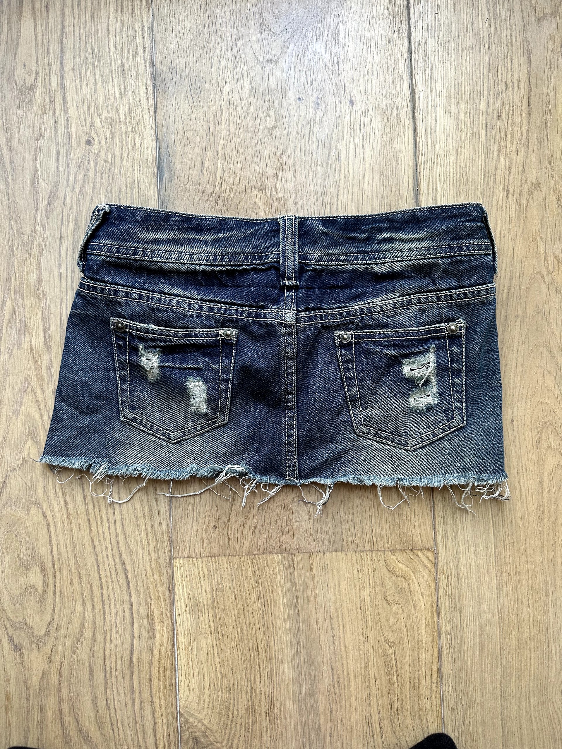 Vintage Y2K Tribe Blue Distressed Denim Mini Skirt Small image 3