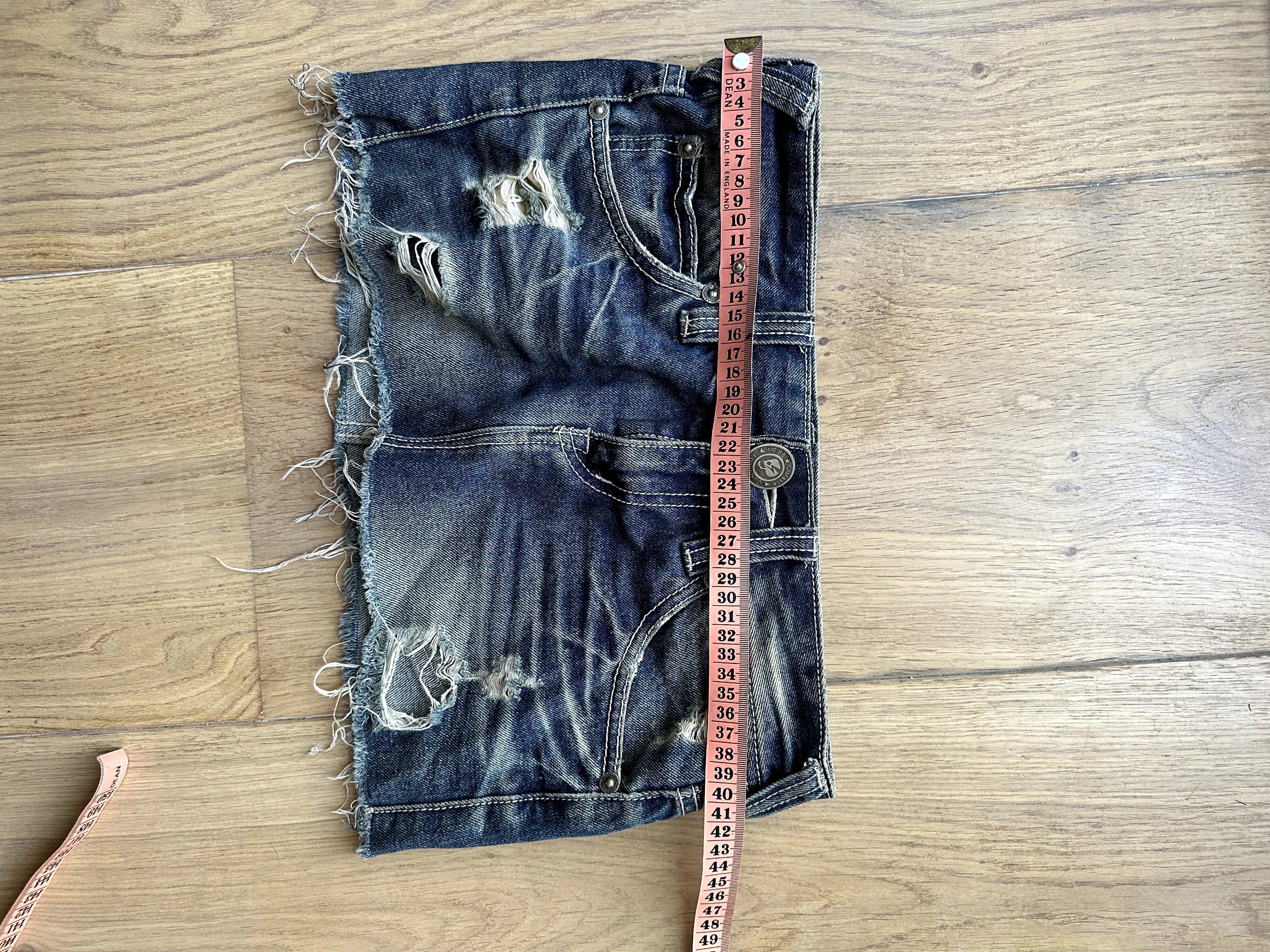 Vintage Y2K Tribe Blue Distressed Denim Mini Skirt Small image 6