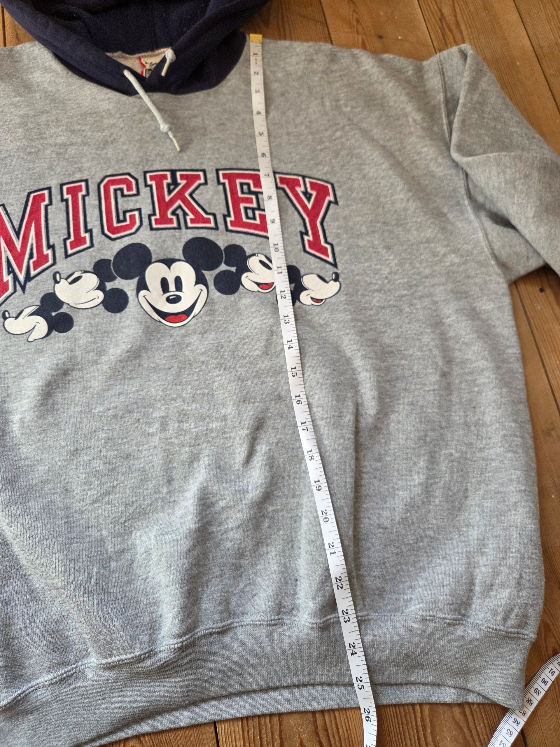 Vintage 90s Disney Designs Mickey Mouse Grey Navy Hoodie USA Made XL image 3