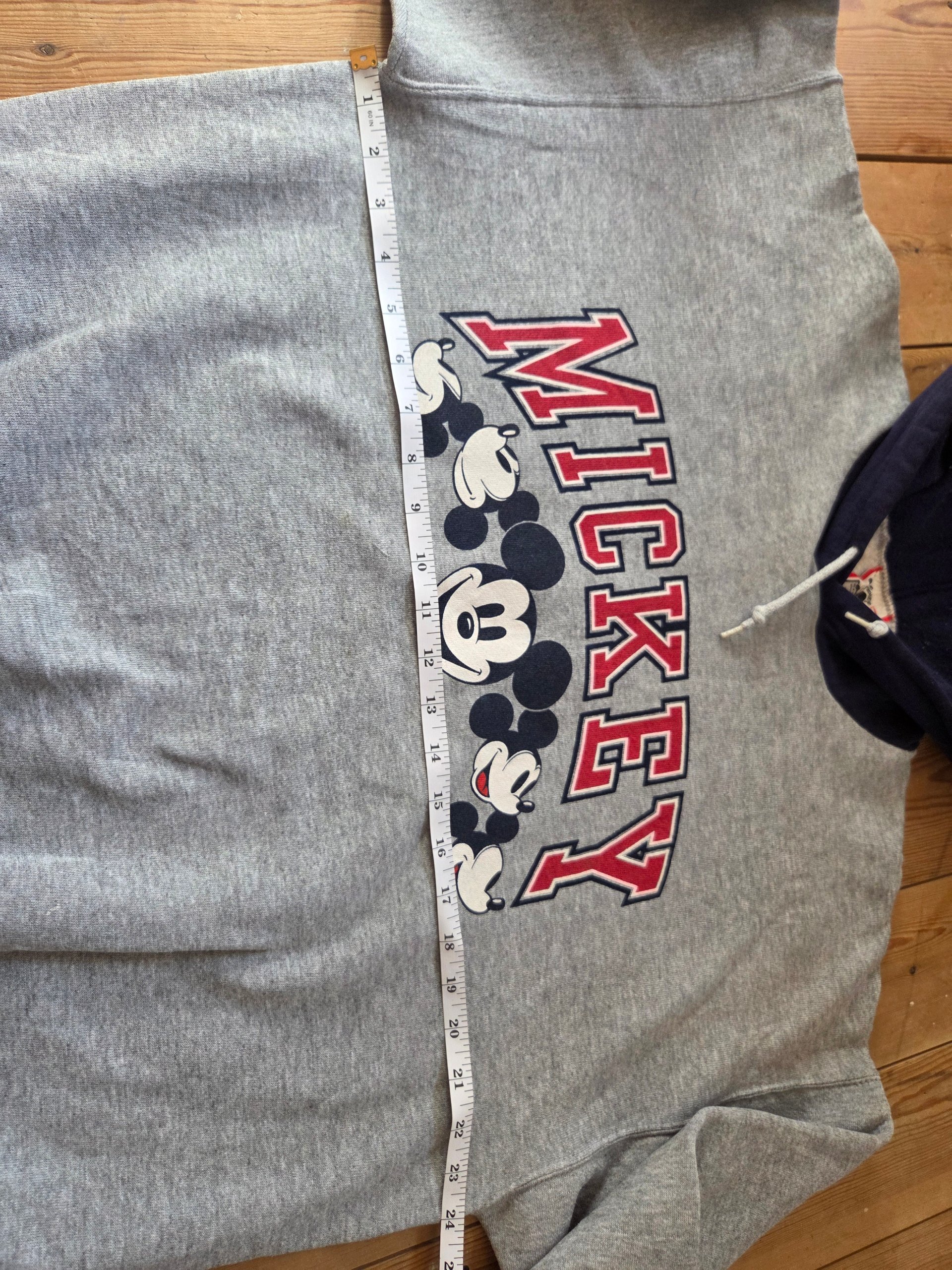 Vintage 90s Disney Designs Mickey Mouse Grey Navy Hoodie USA Made XL image 4