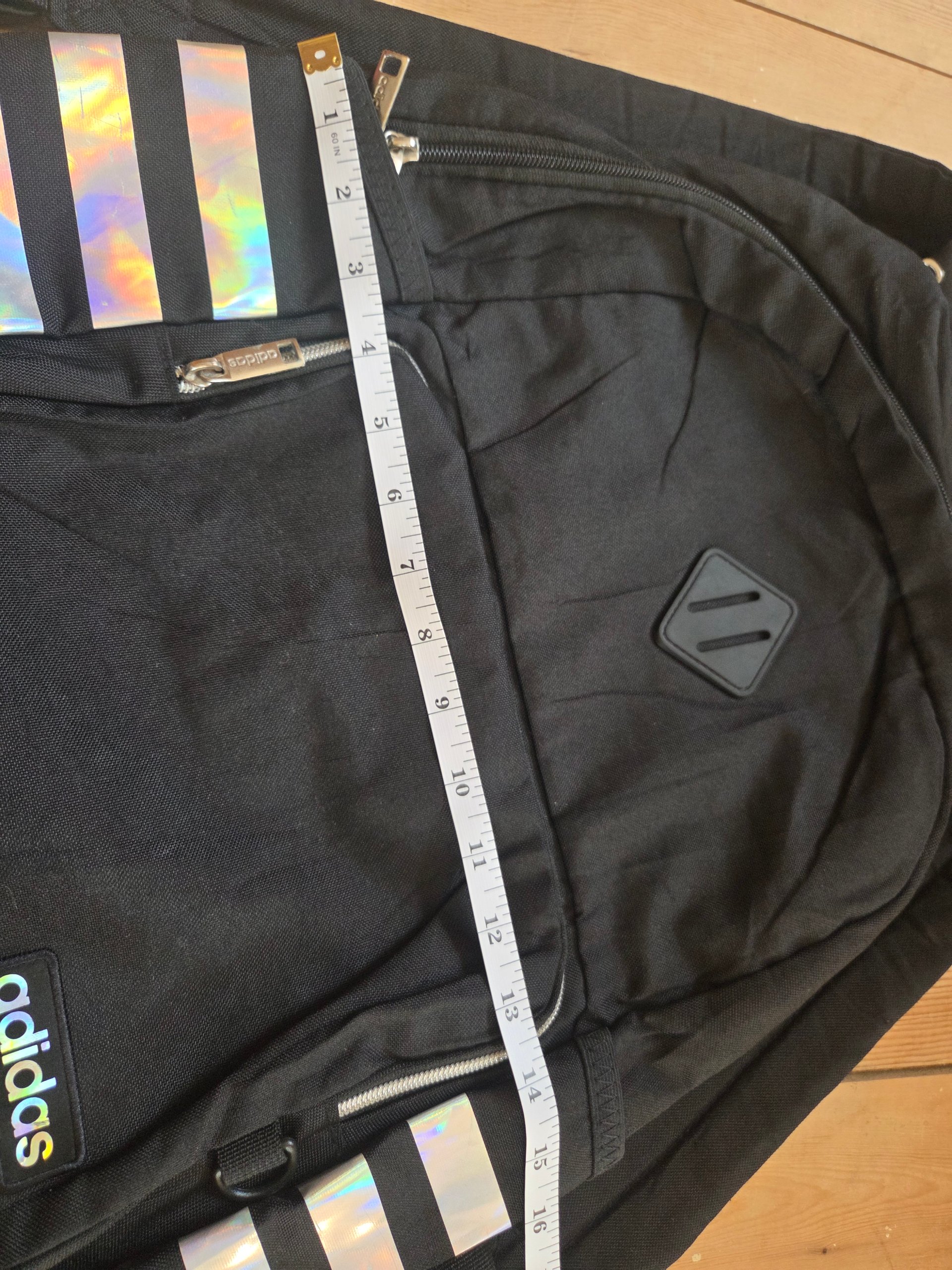 Adidas Classic 3-Stripes Iridescent Black Backpack Holographic School Gym Bag image 4