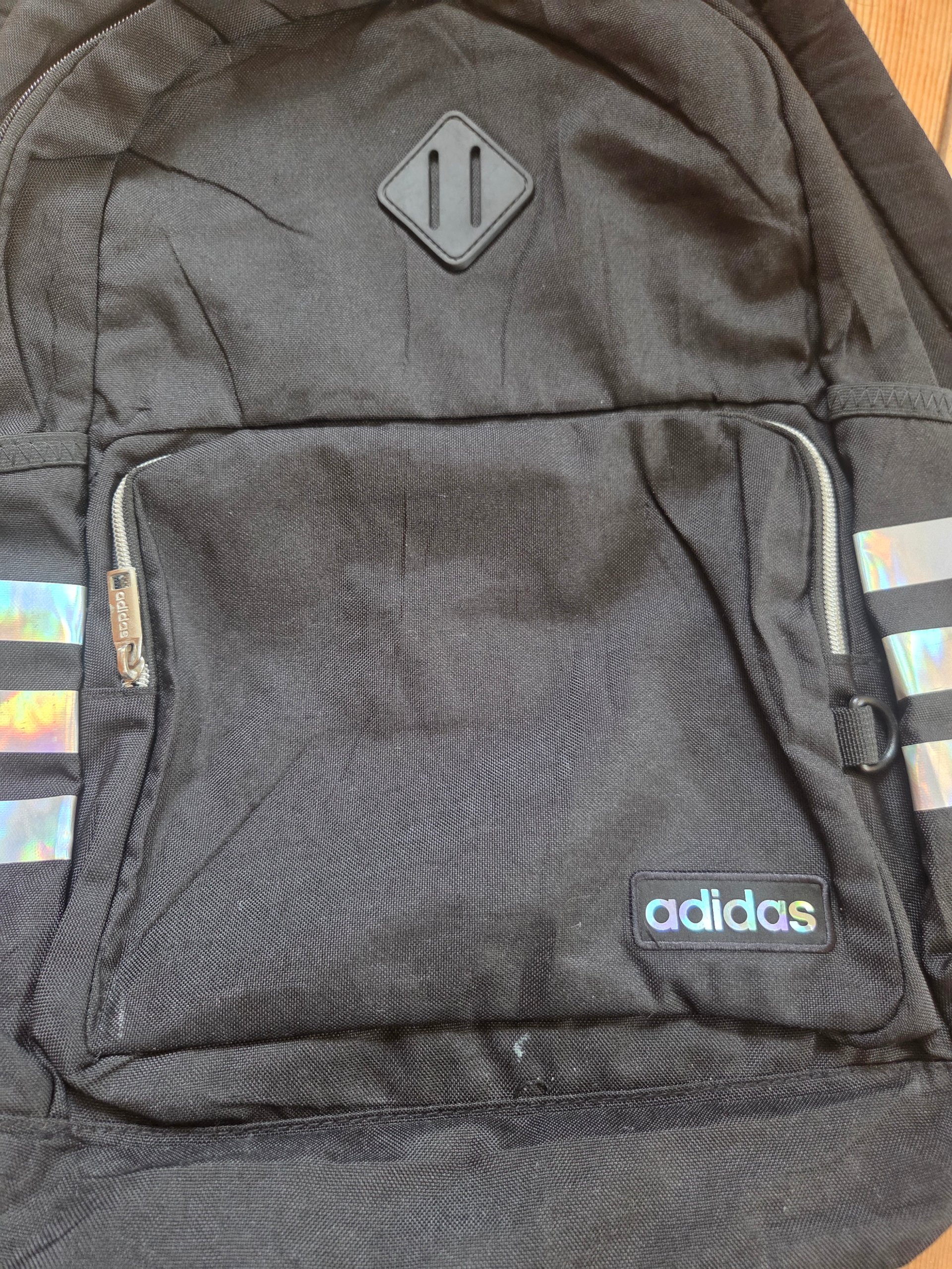 Adidas Classic 3-Stripes Iridescent Black Backpack Holographic School Gym Bag image 7