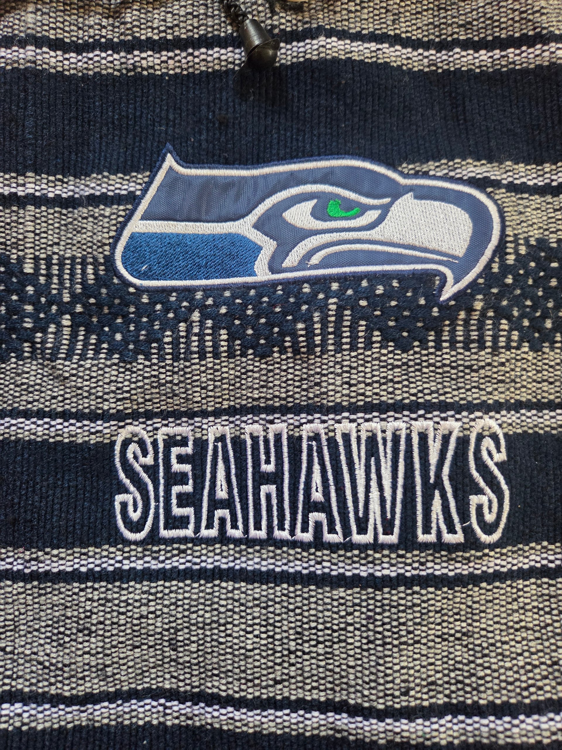 Seattle Seahawks Woven Baja Mexican Style Backpack Navy Grey Embroidered Logo image 9