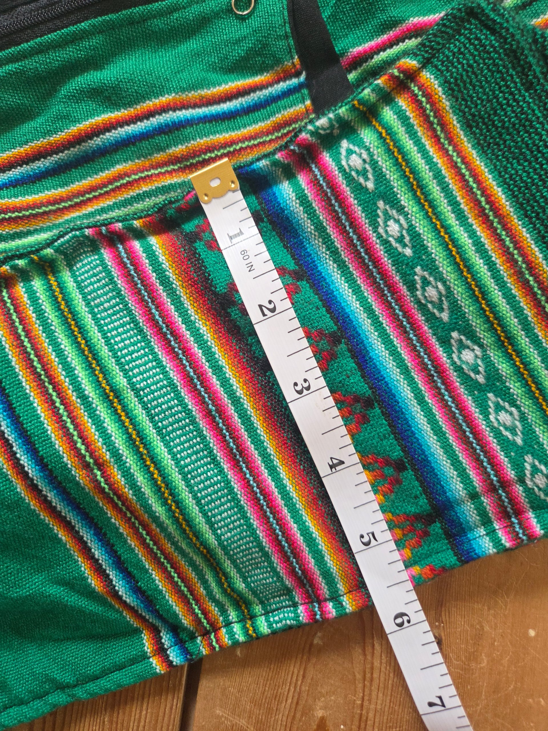 Green Multicolour Woven Tribal Baja Backpack Boho Hippie Festival Rucksack image 5