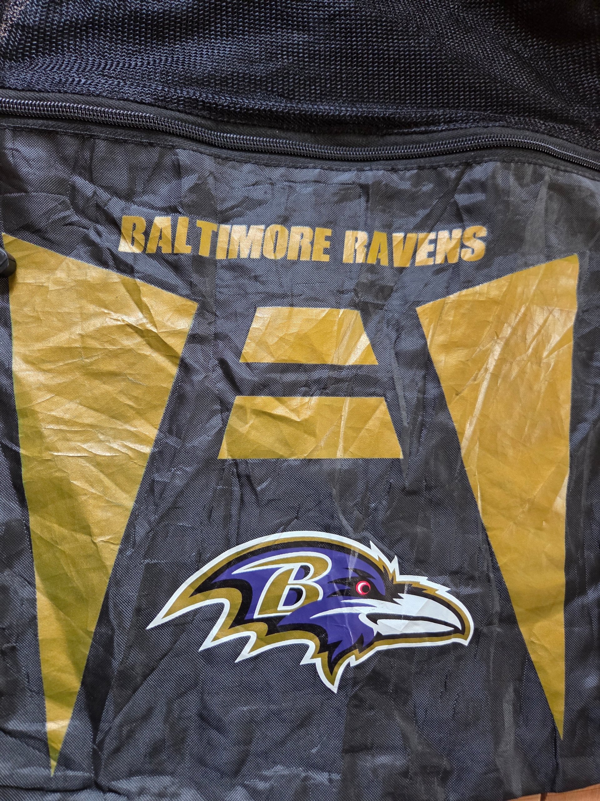 Baltimore Ravens Drawstring Backpack Black Gold NFL Logo Gym Sack Sports Bag image 3