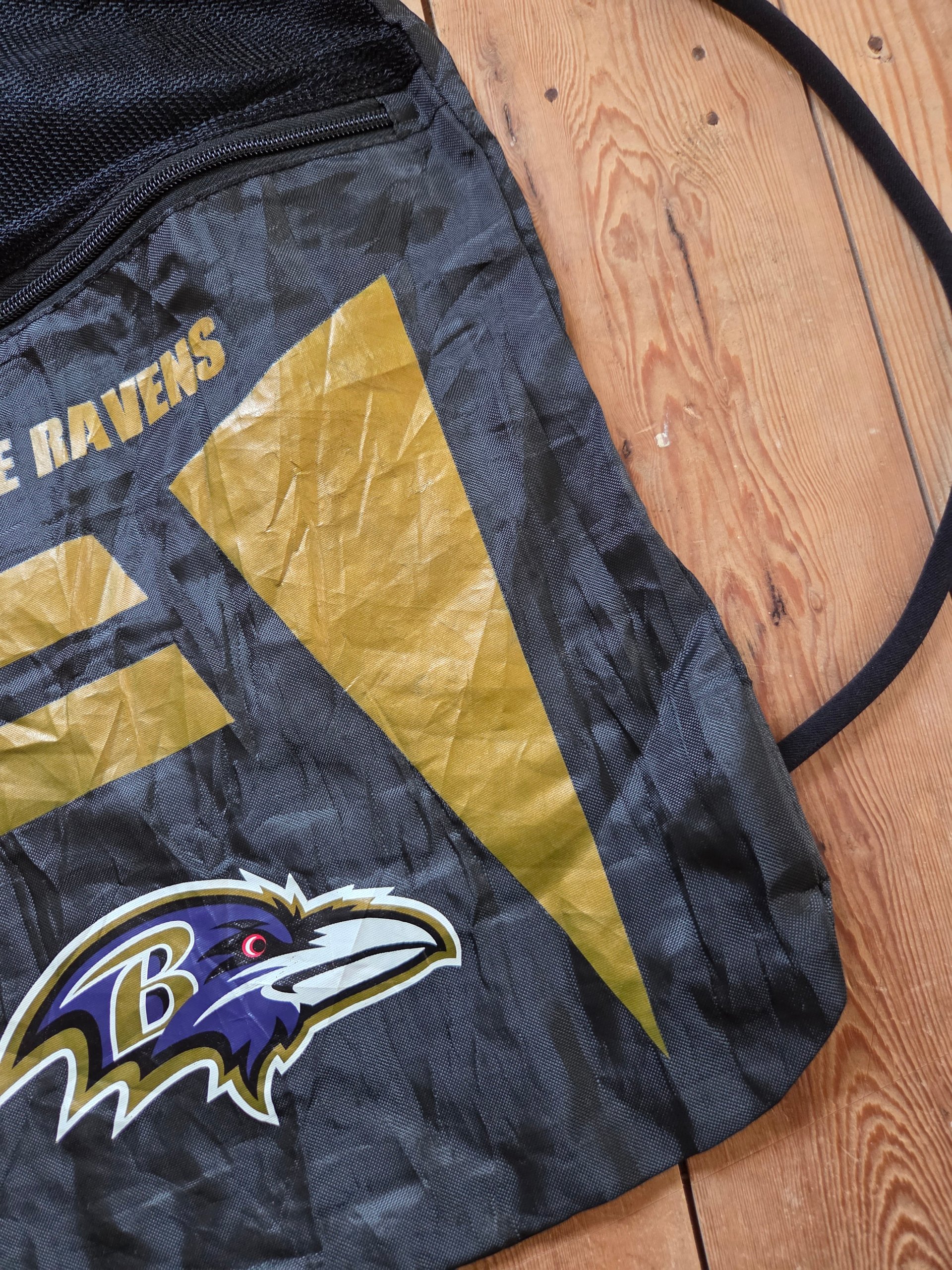 Baltimore Ravens Drawstring Backpack Black Gold NFL Logo Gym Sack Sports Bag image 10