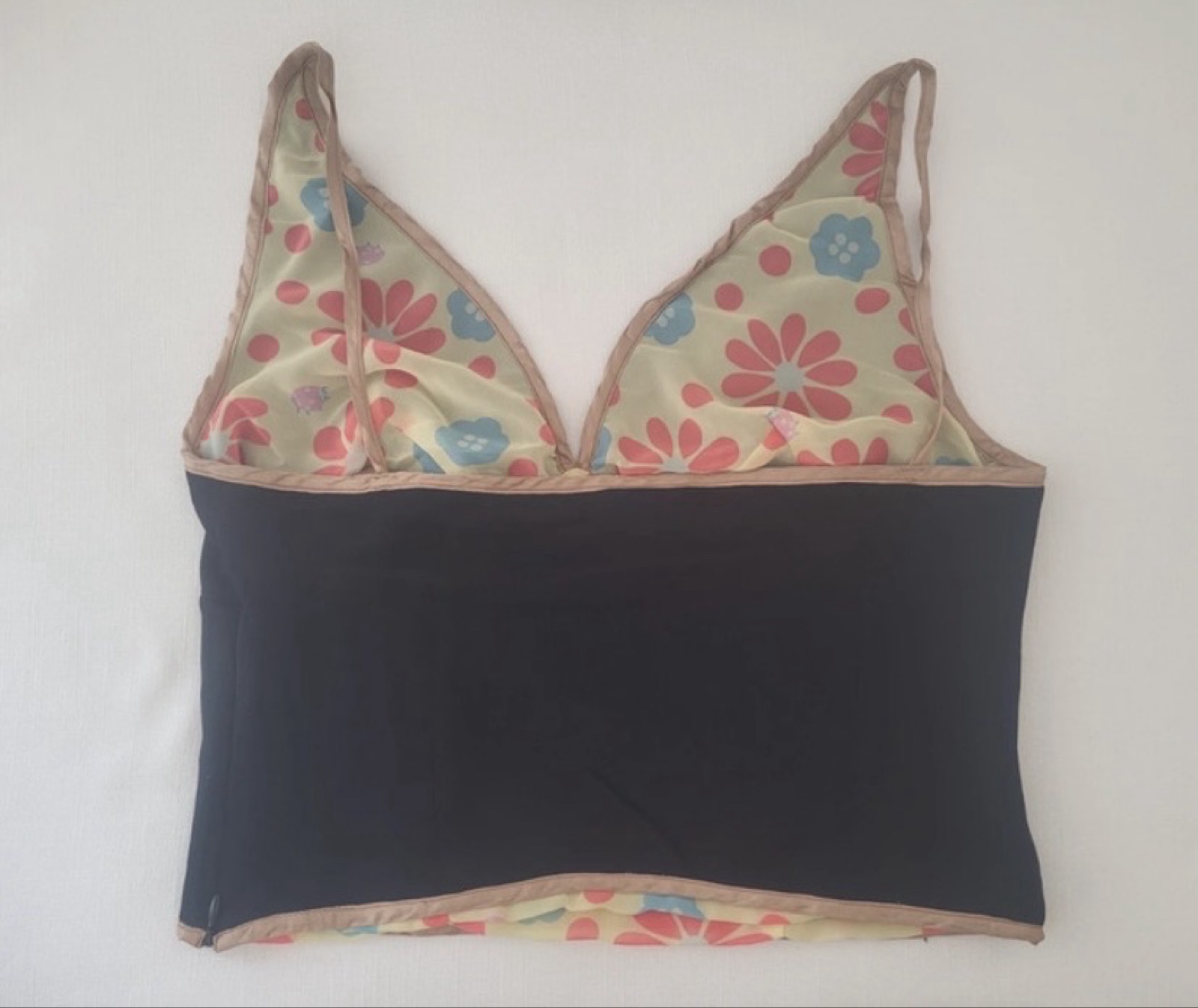 Fendi Black & Beige Floral Print Women's Crop Top 40 IT image 2
