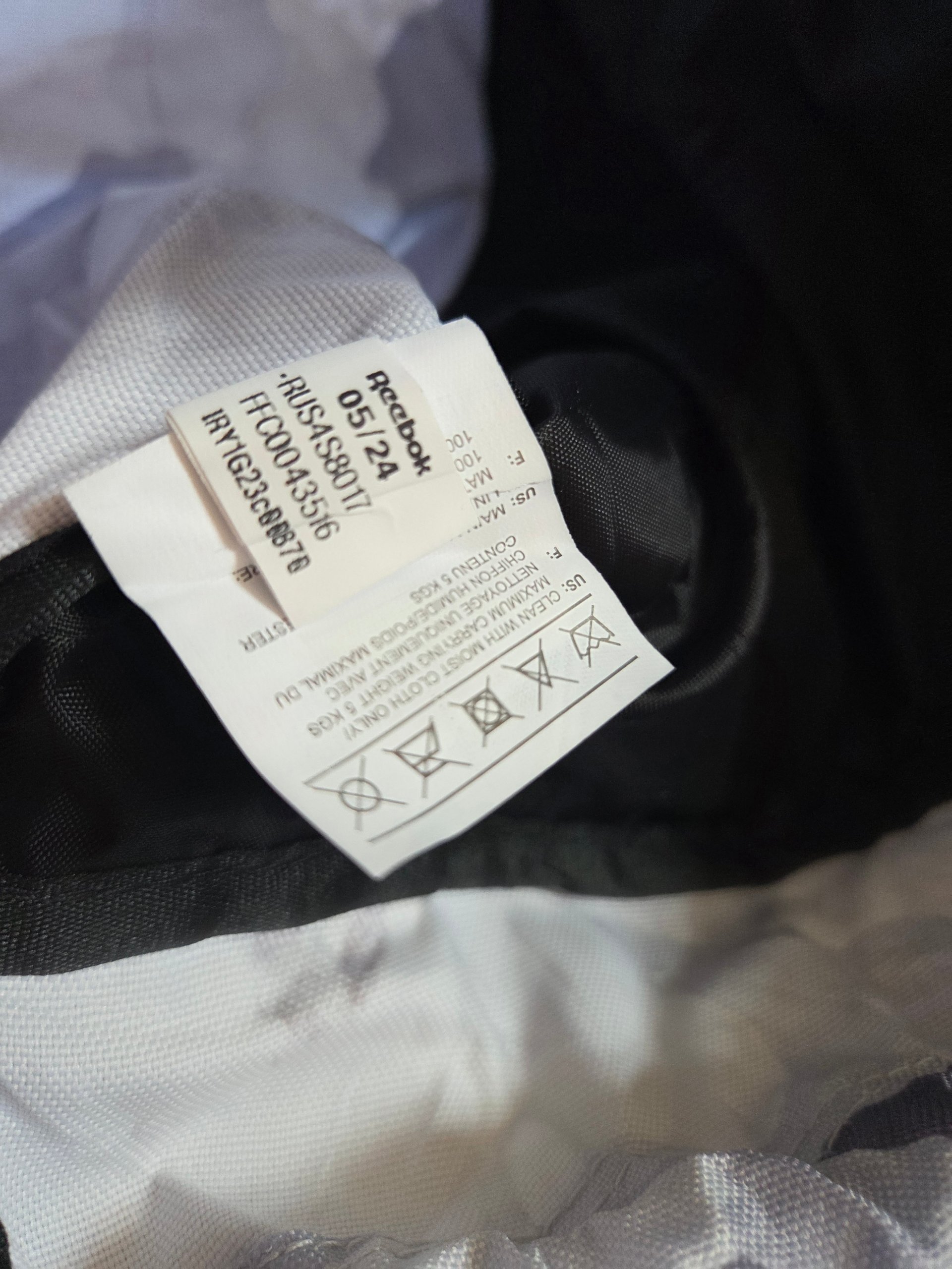 Reebok Grey Camo Drawstring Backpack Gym Sack Sports Bag Black White image 5