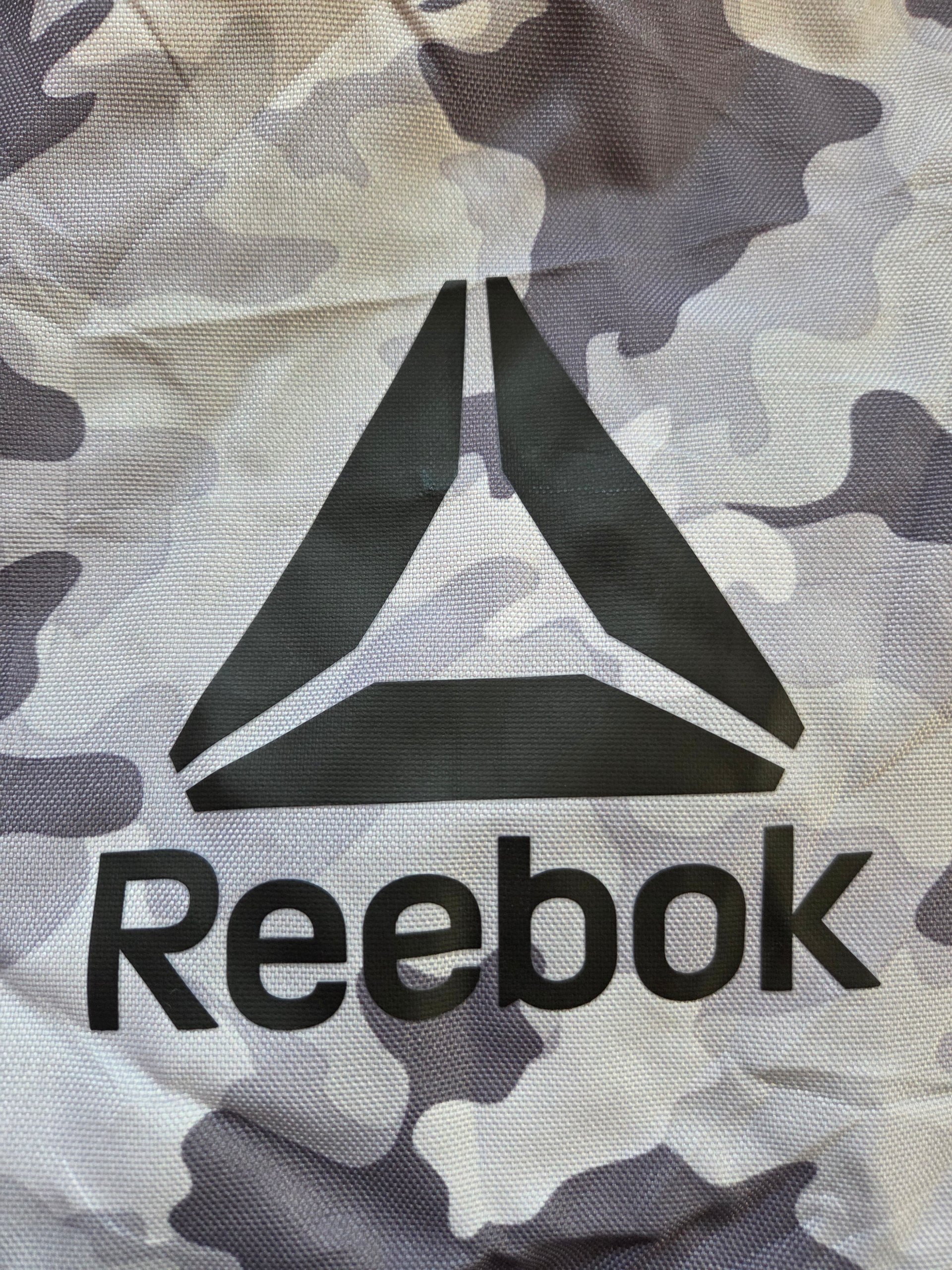 Reebok Grey Camo Drawstring Backpack Gym Sack Sports Bag Black White image 7