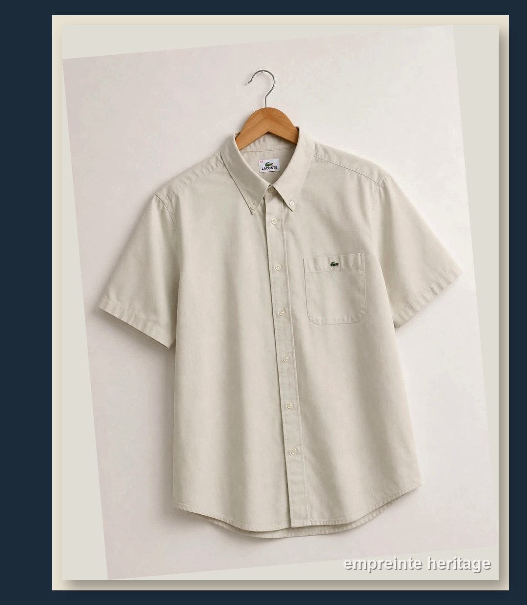 Lacoste Beige Chemise Manches Courtes Homme - taille xl