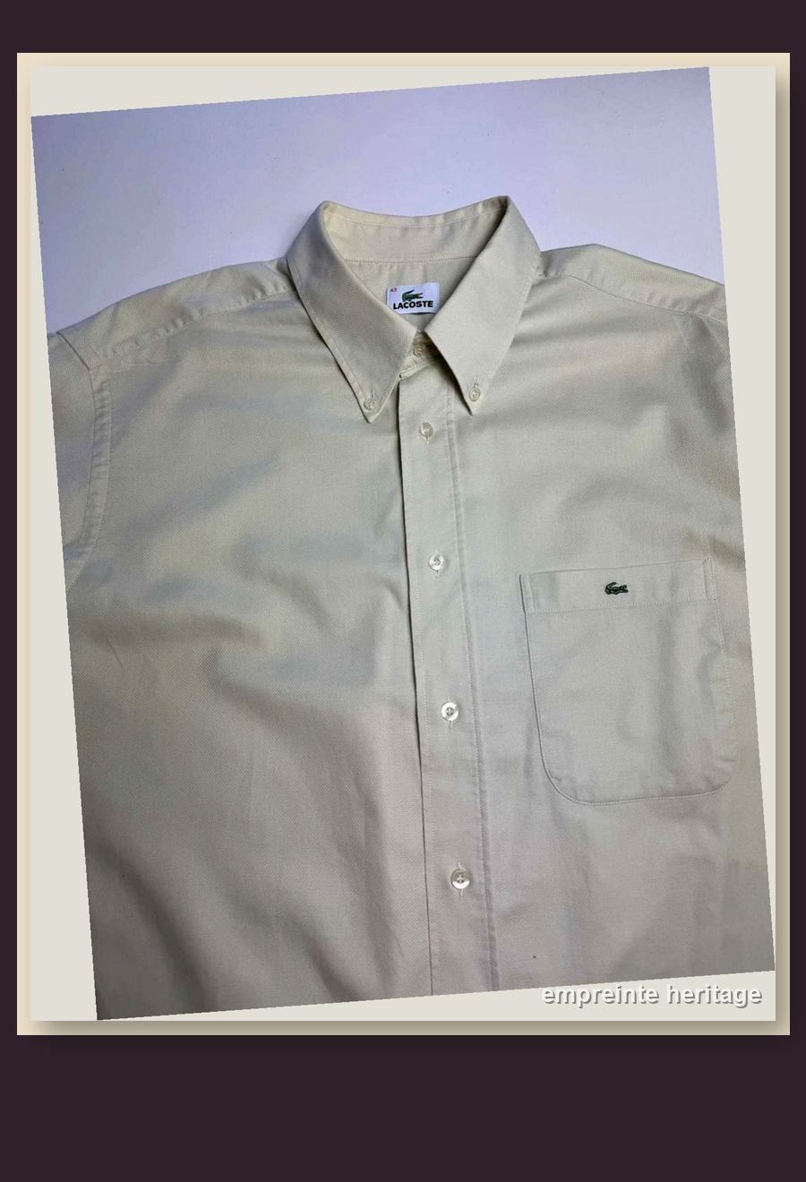 Lacoste Beige Chemise Manches Courtes Homme - taille xl image 5