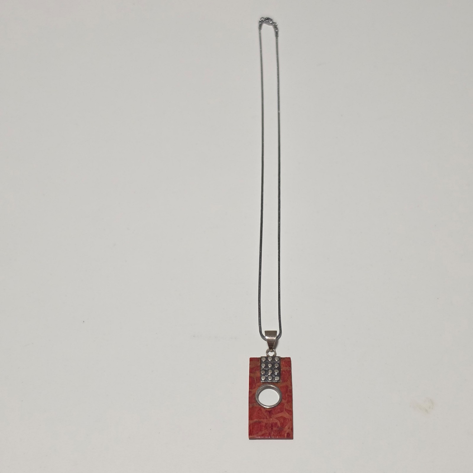 925 Sterling Silver coral pendant Necklace b4