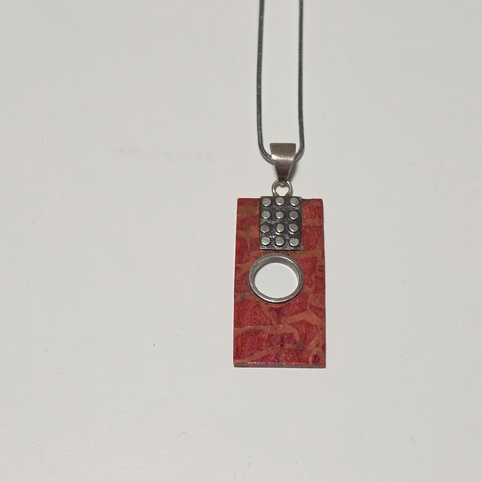 925 Sterling Silver coral pendant Necklace b4 image 2