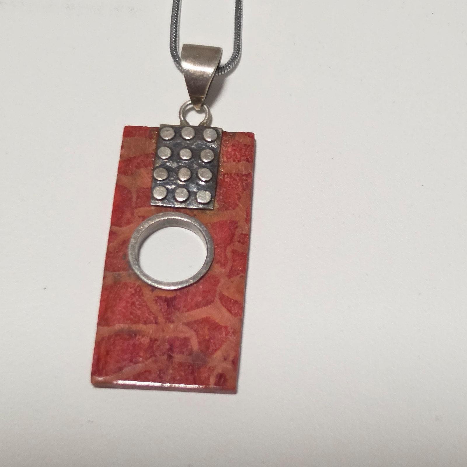 925 Sterling Silver coral pendant Necklace b4 image 4