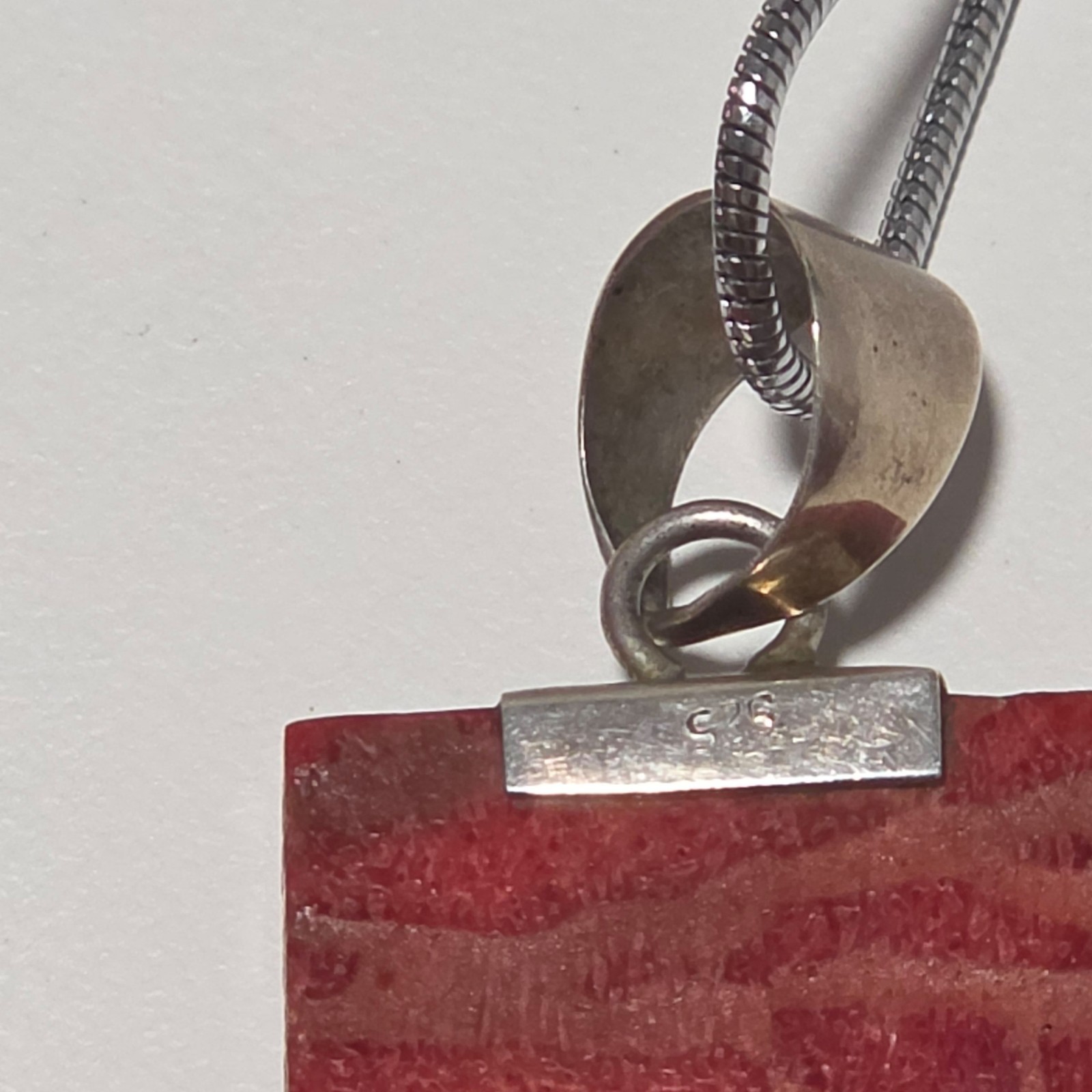 925 Sterling Silver coral pendant Necklace b4 image 5
