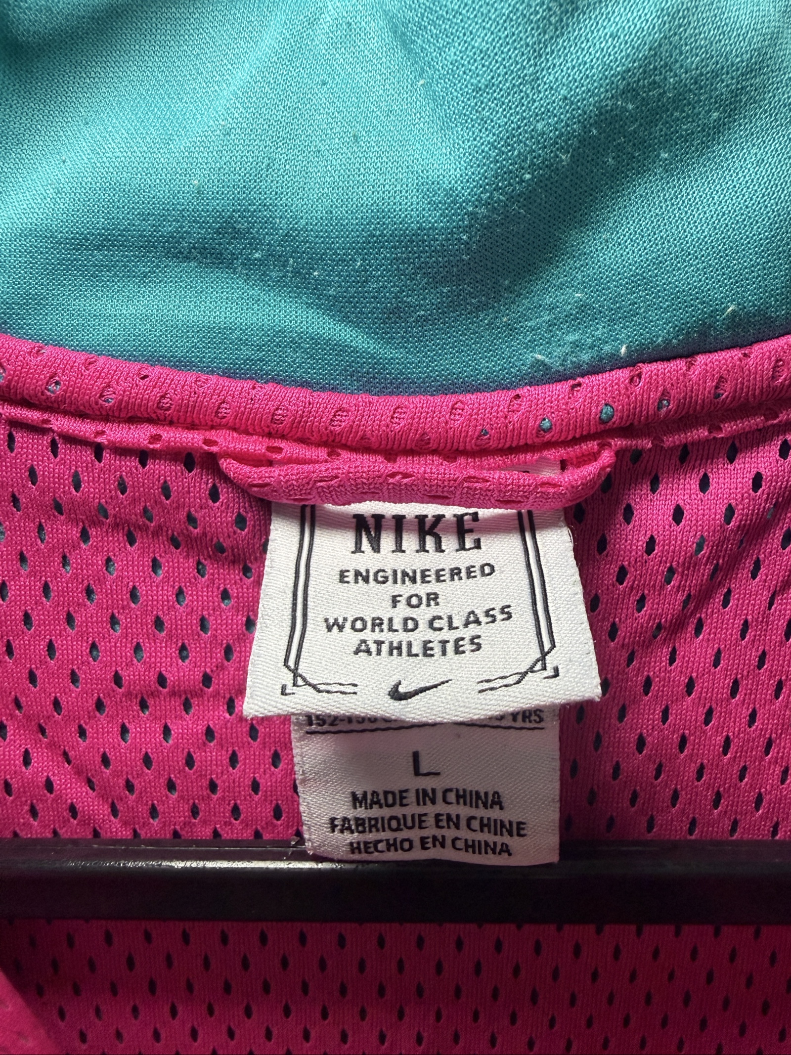 Nike Girls' Turquoise Pink Yellow Striped Zip-Up Jacket Large image 3