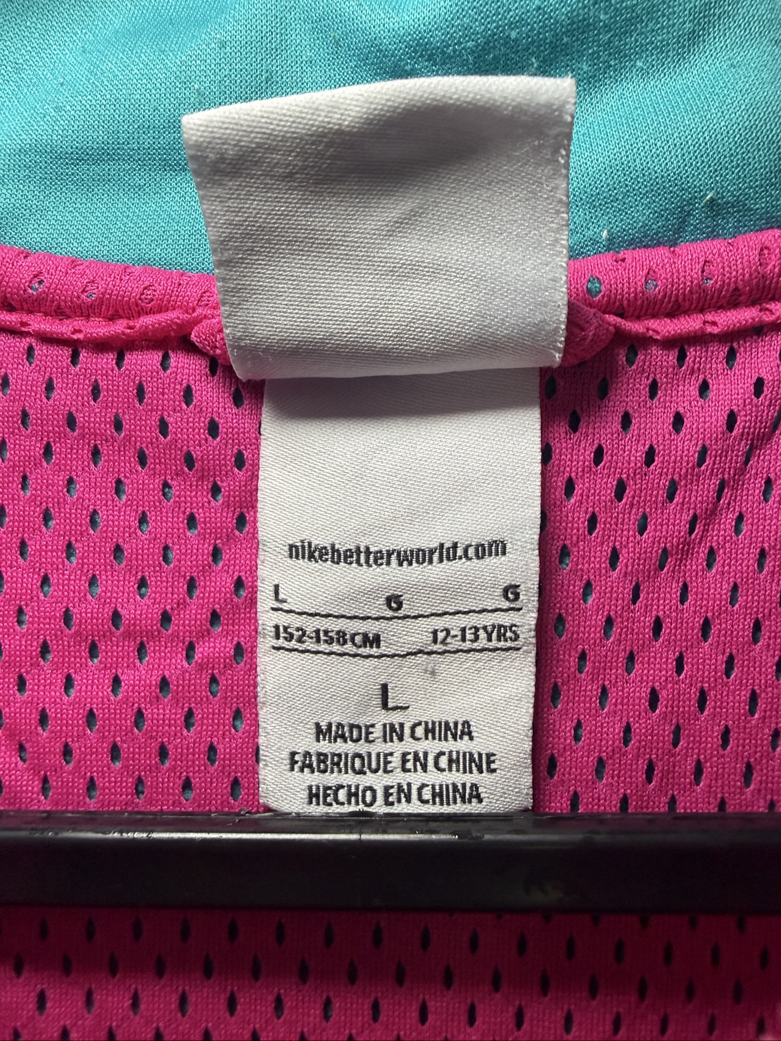 Nike Girls' Turquoise Pink Yellow Striped Zip-Up Jacket Large image 4