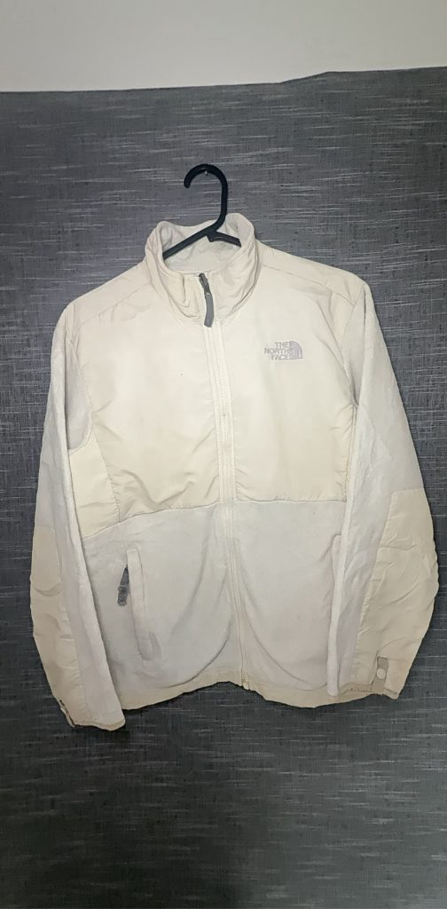 The North Face Girls' White Fleece Jacket Large Stain