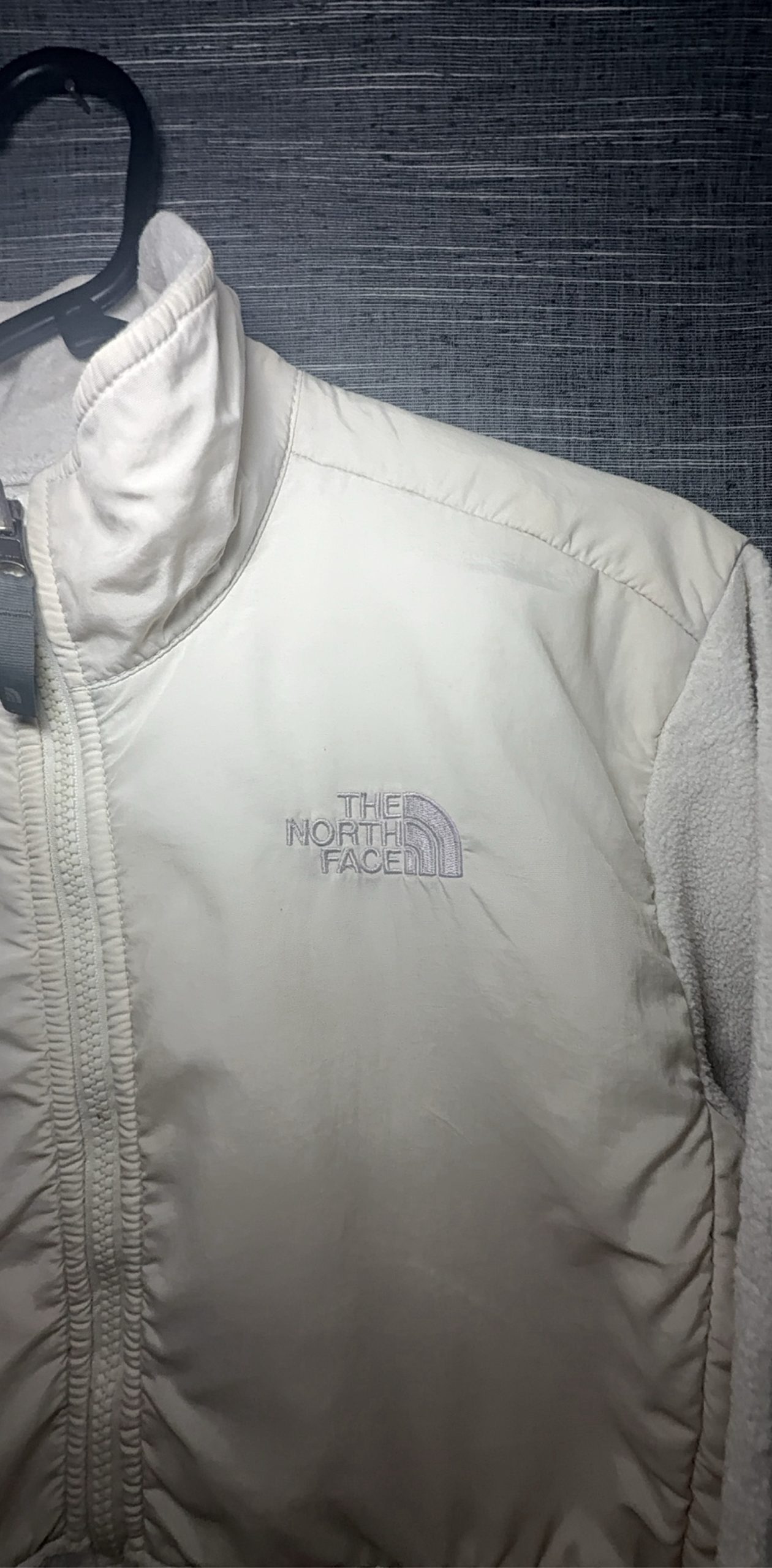 The North Face Girls' White Fleece Jacket Large Stain image 2