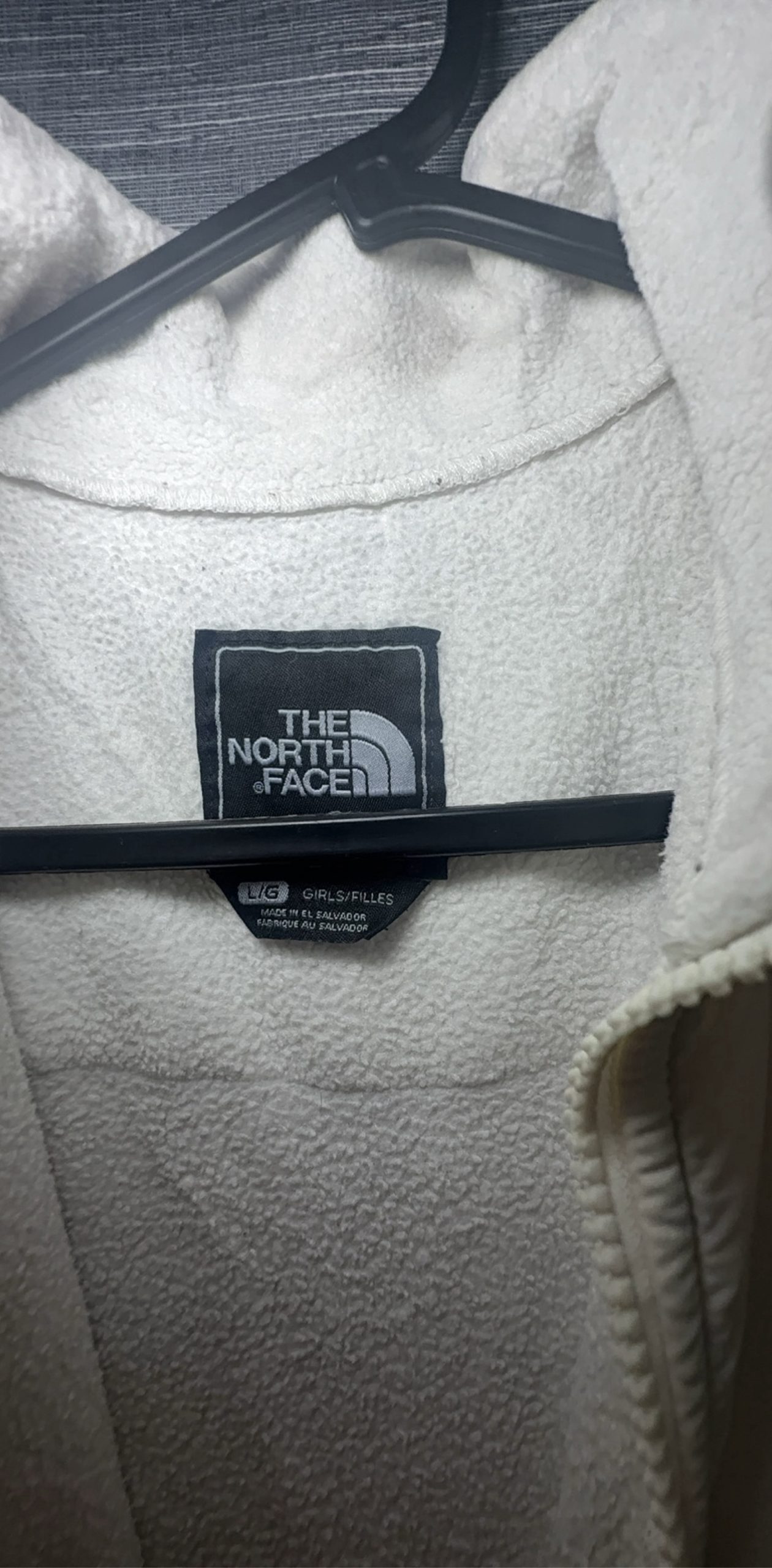 The North Face Girls' White Fleece Jacket Large Stain image 4