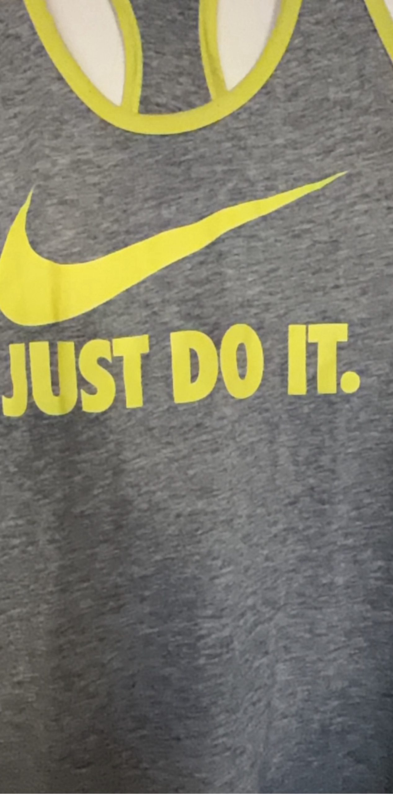 Nike Women’s Grey & Yellow Dri-FIT Just Do It Tank Top Medium image 2