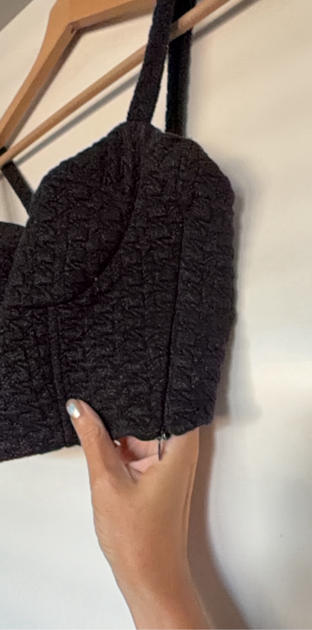 Sexy Black Textured Glitter Bustier Crop Top Small with Padded Cups image 3