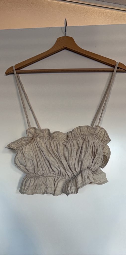 Romantic Country Beige Crop Top Medium Ruffle Details