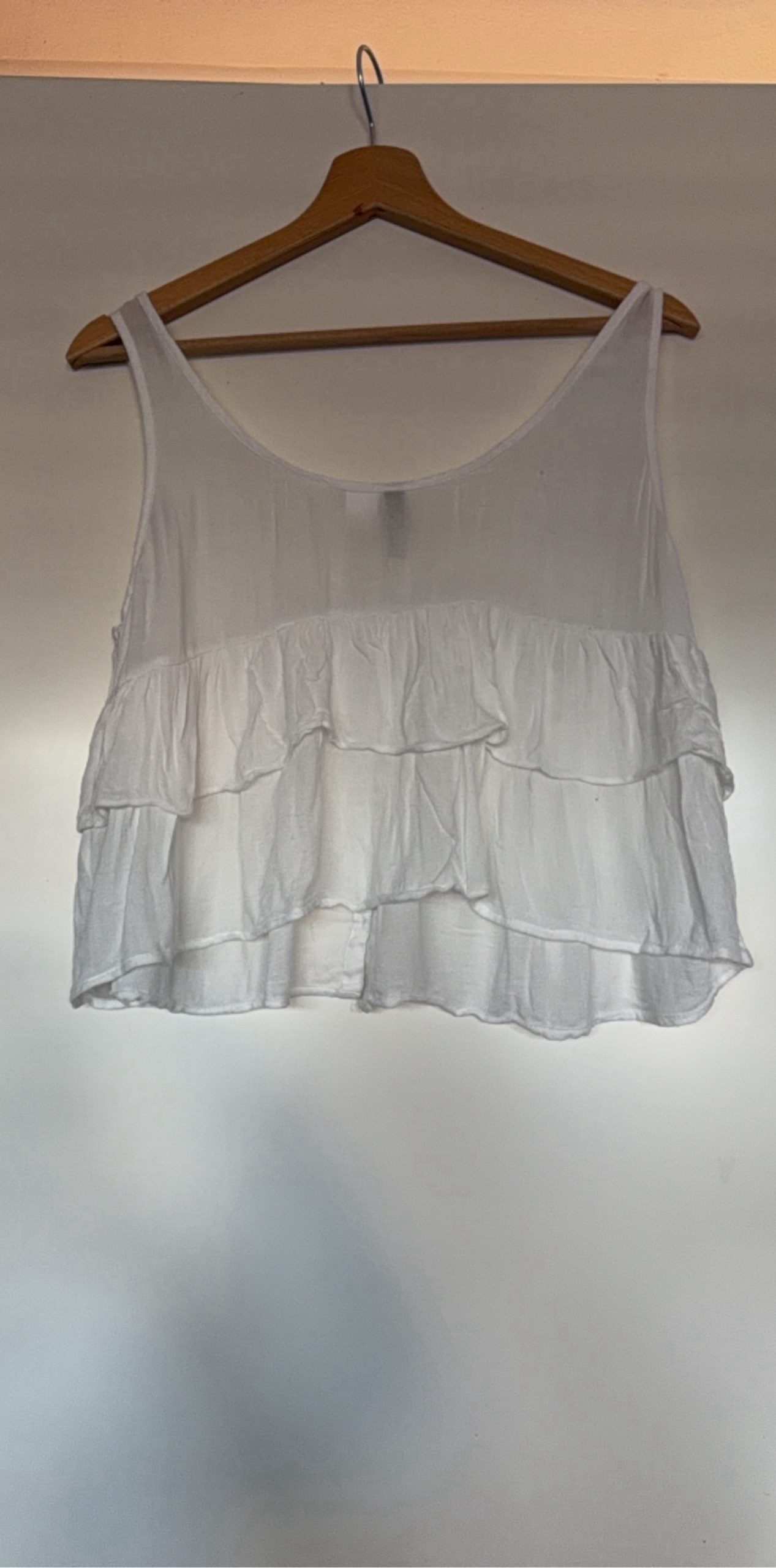 Romantic Women's White Ruffled Button-Up Tank Top s image 4