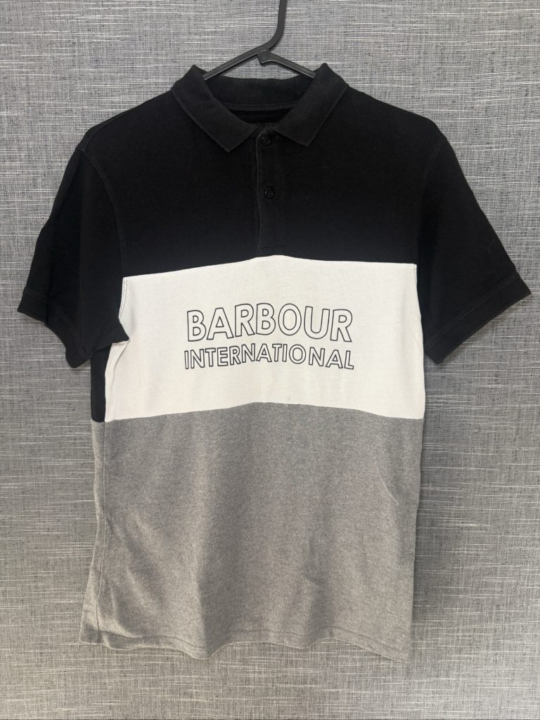 Barbour Men's Black, White & Grey International Polo Shirt Small