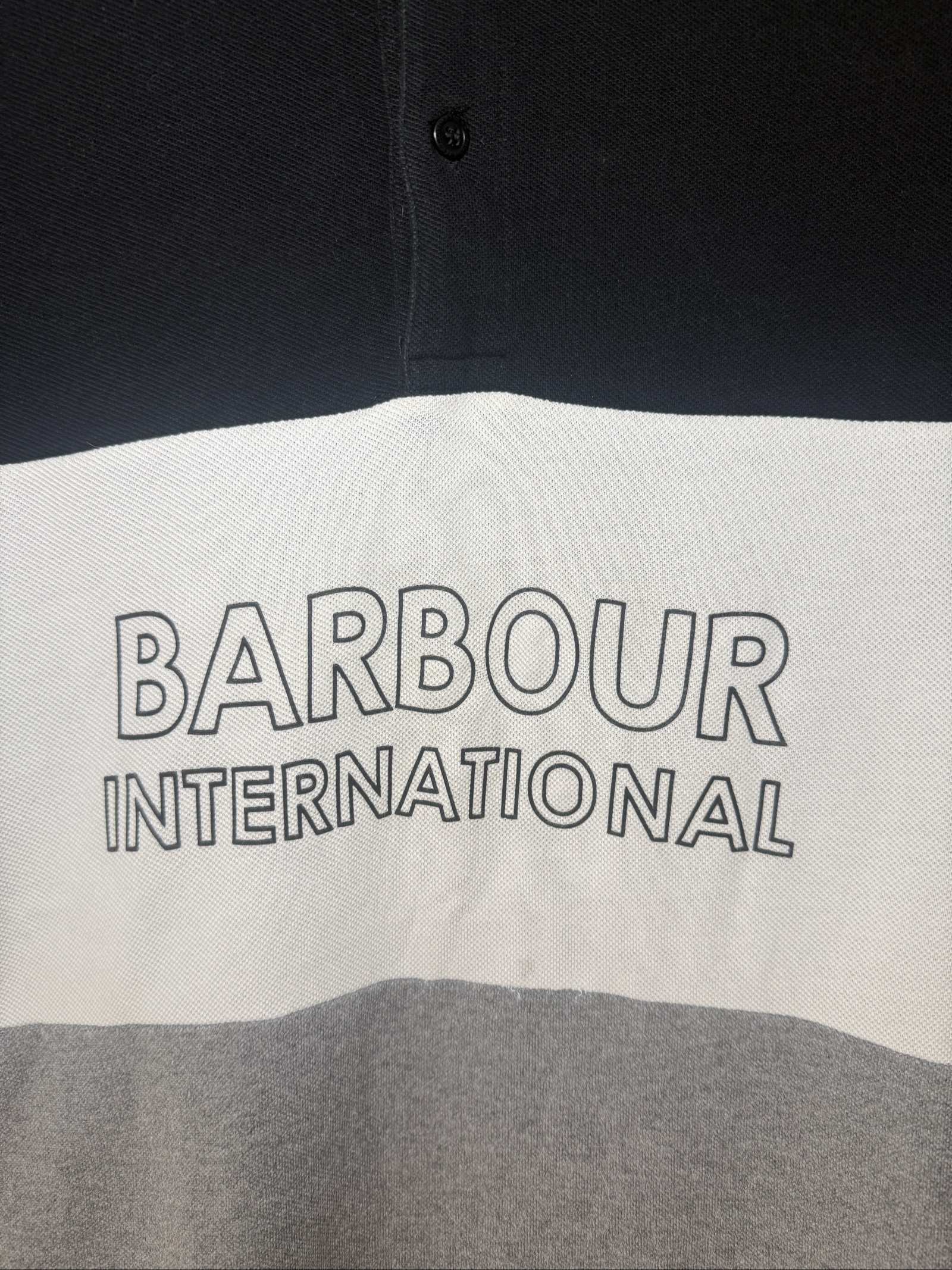 Barbour Men's Black, White & Grey International Polo Shirt Small image 2