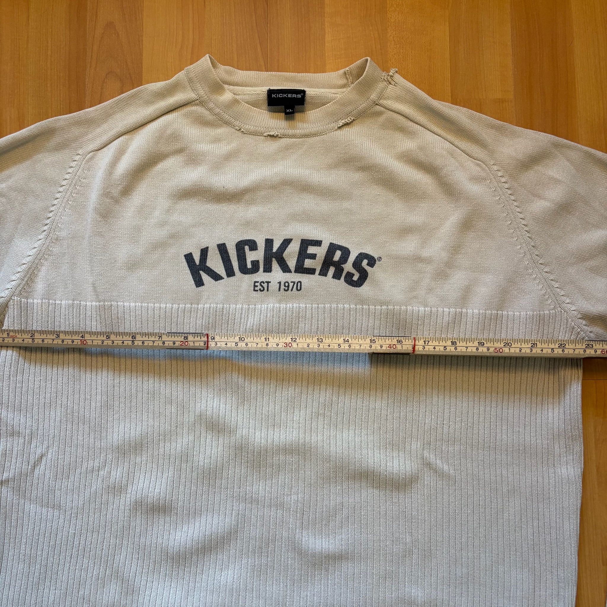 Kickers Beige & Blue Crewneck Sweater XL Distressed image 6