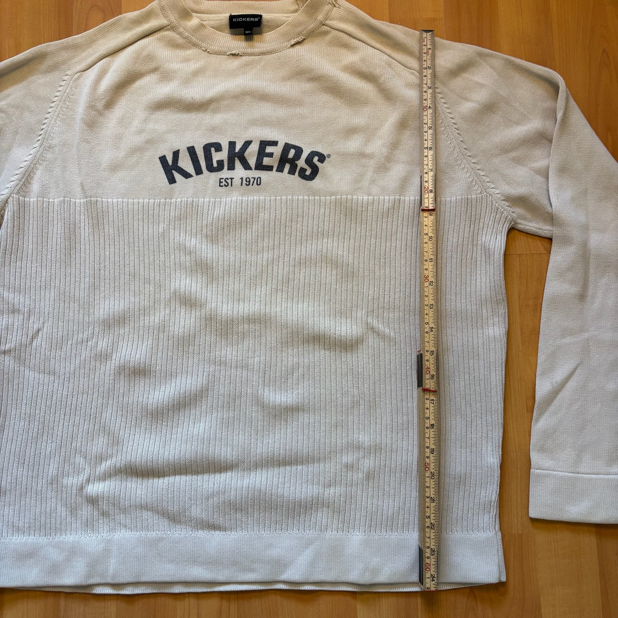 Kickers Beige & Blue Crewneck Sweater XL Distressed image 4