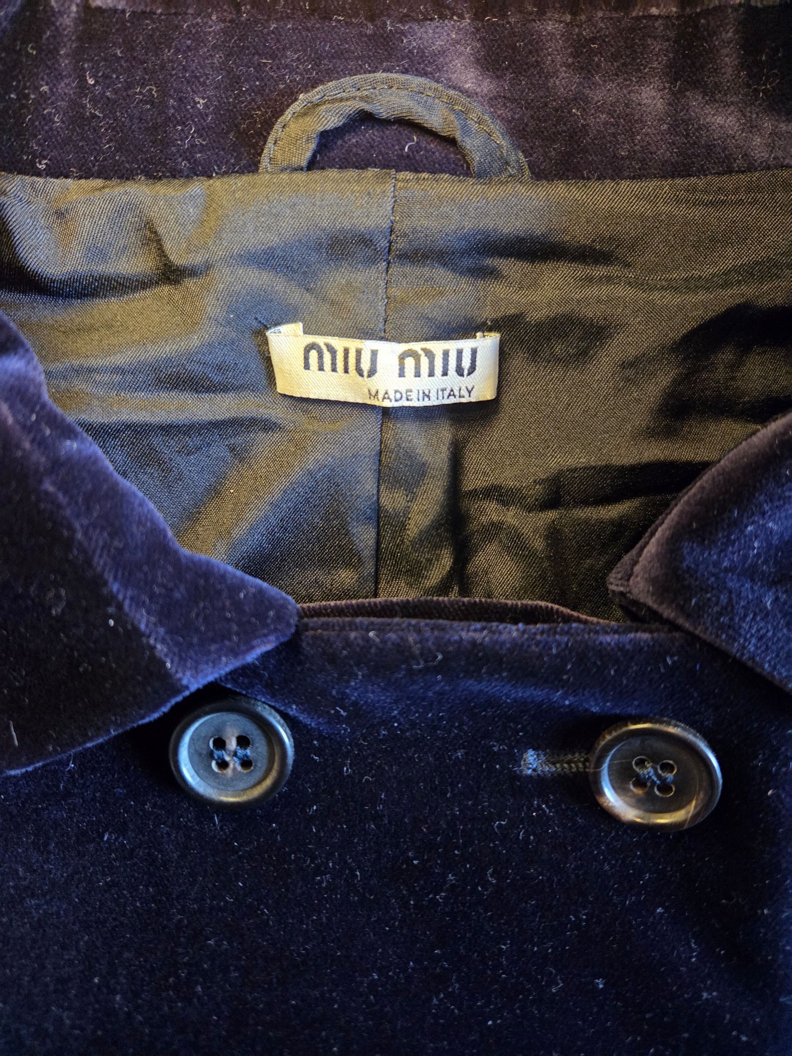 Miu Miu Navy Velvet Double-Breasted Blazer Size IT42/AU10 image 2