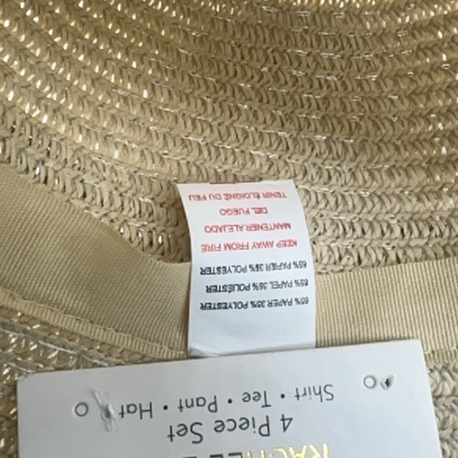 RZ Rachel Zoe‎ Littles Beige Straw Fedora Straw Hat Only One Size image 4