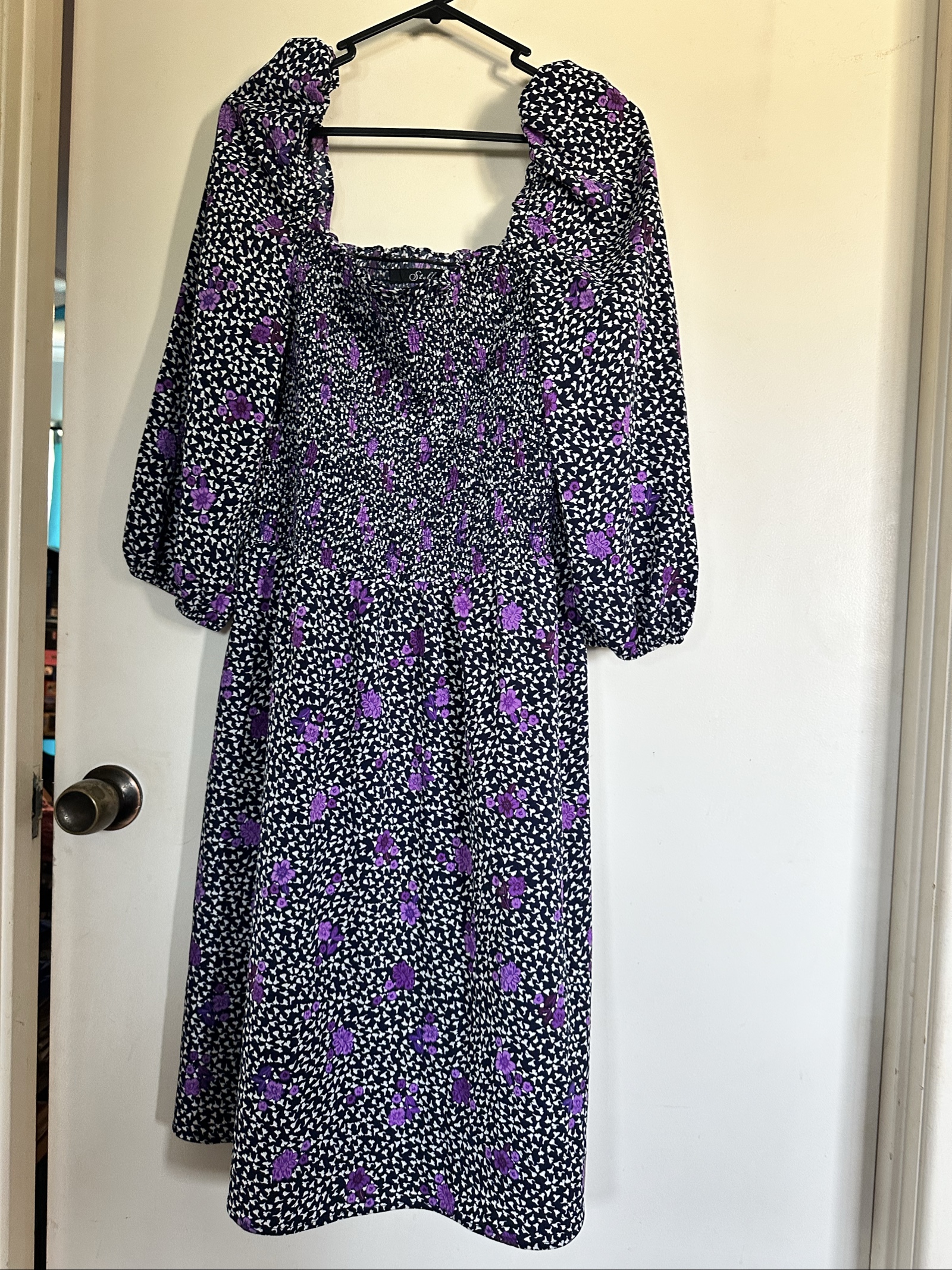 Stella Women's Black & Purple Floral Dress AUS 14 US XL image 3