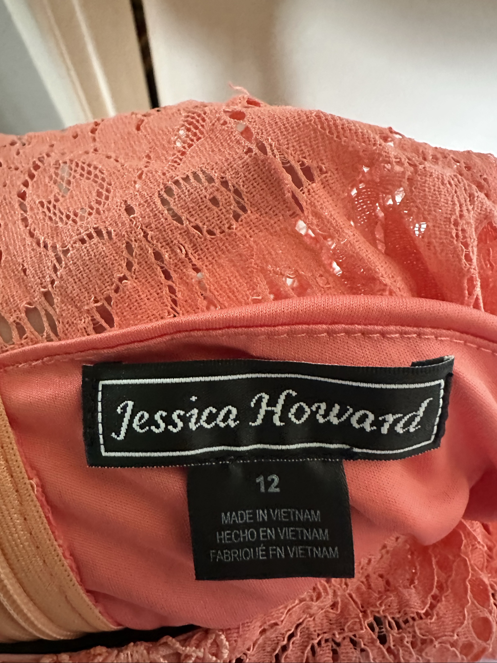 Jessica Howard Coral Lace Dress 12 Women's Sleeveless image 3