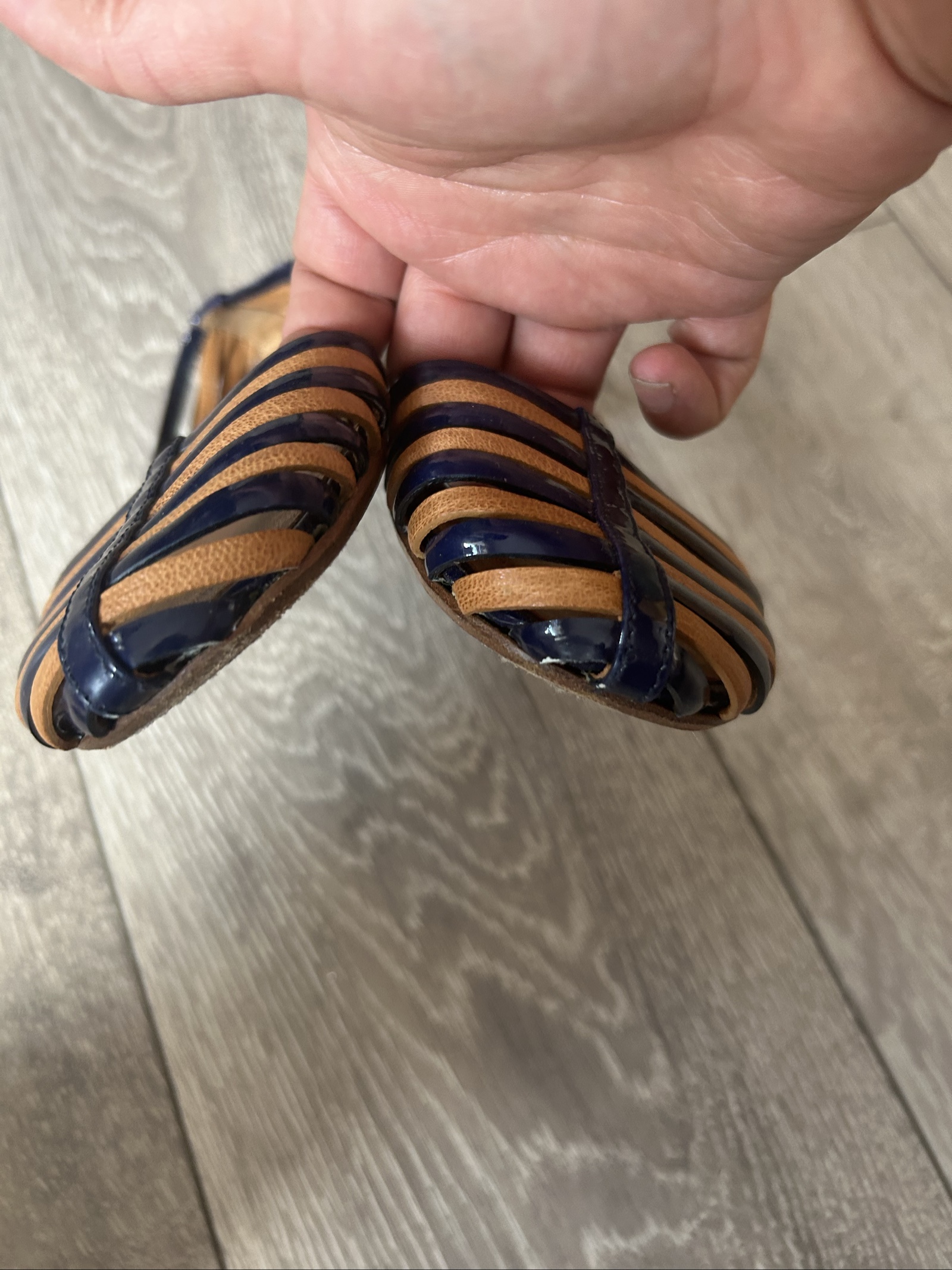 Jil Sander Navy & Brown Leather Slingback Flats UK 5 image 3