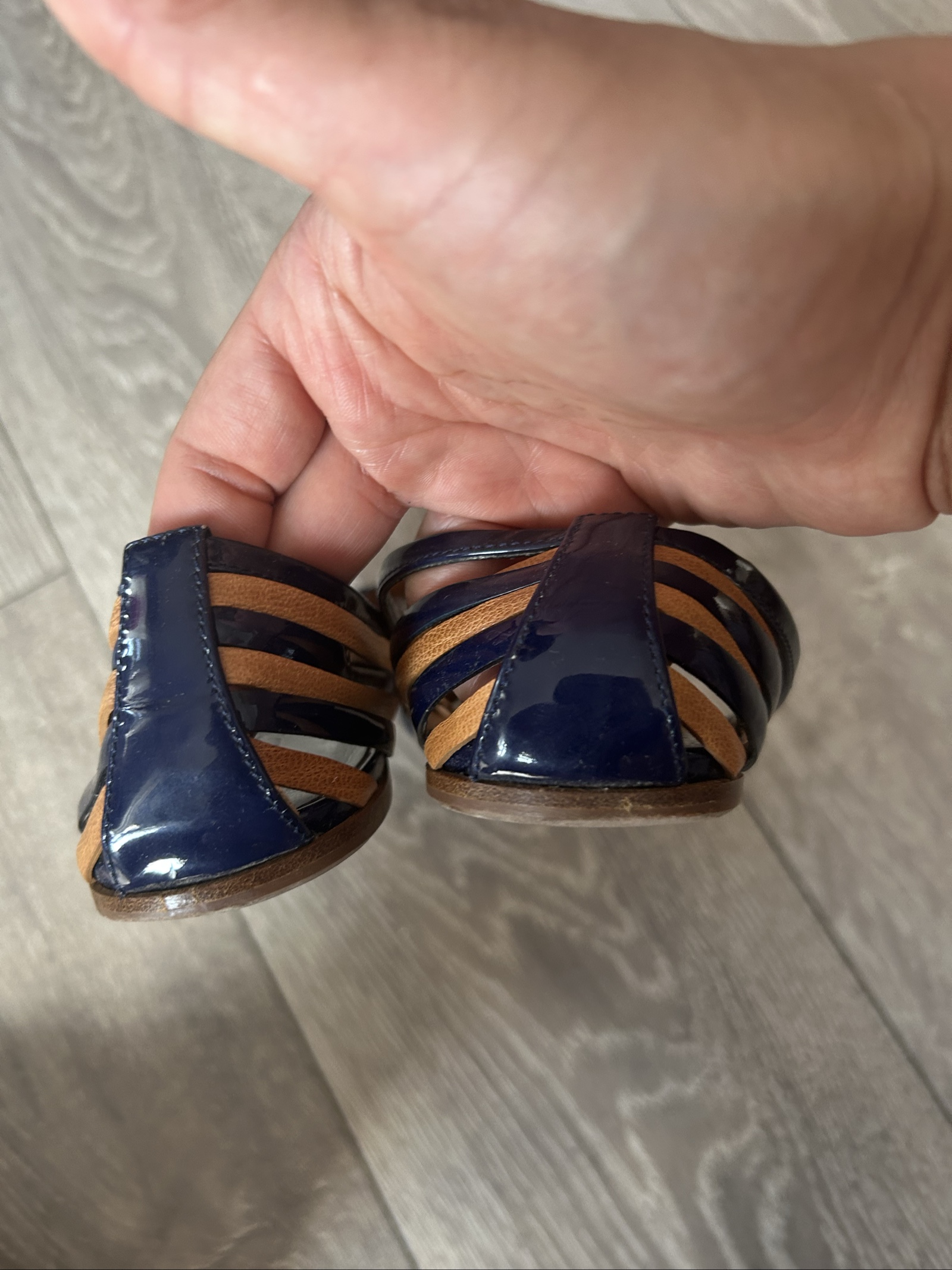 Jil Sander Navy & Brown Leather Slingback Flats UK 5 image 4